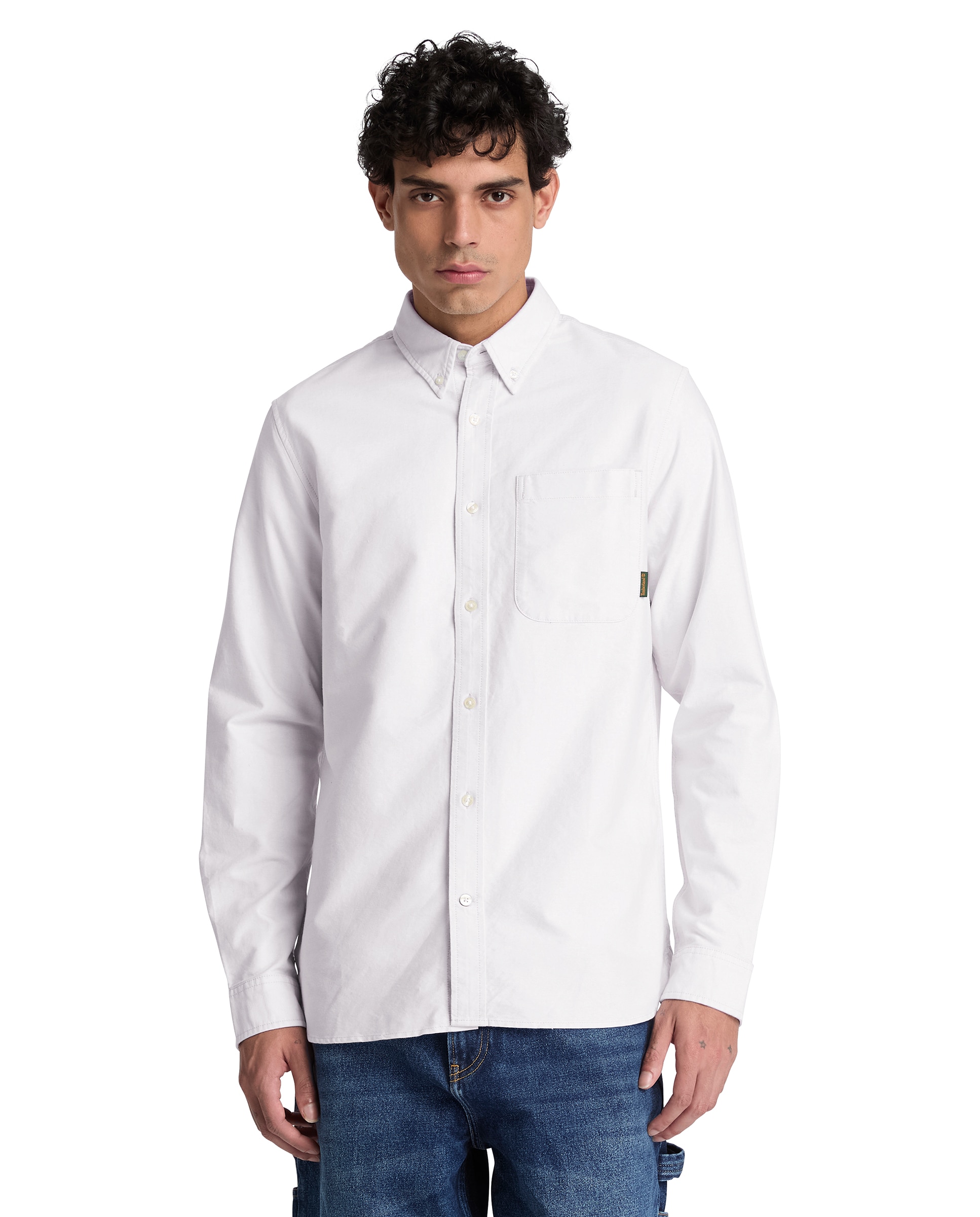 Camisa de hombre oxford con bolsillo - Timberland - Blanco Blanco-1