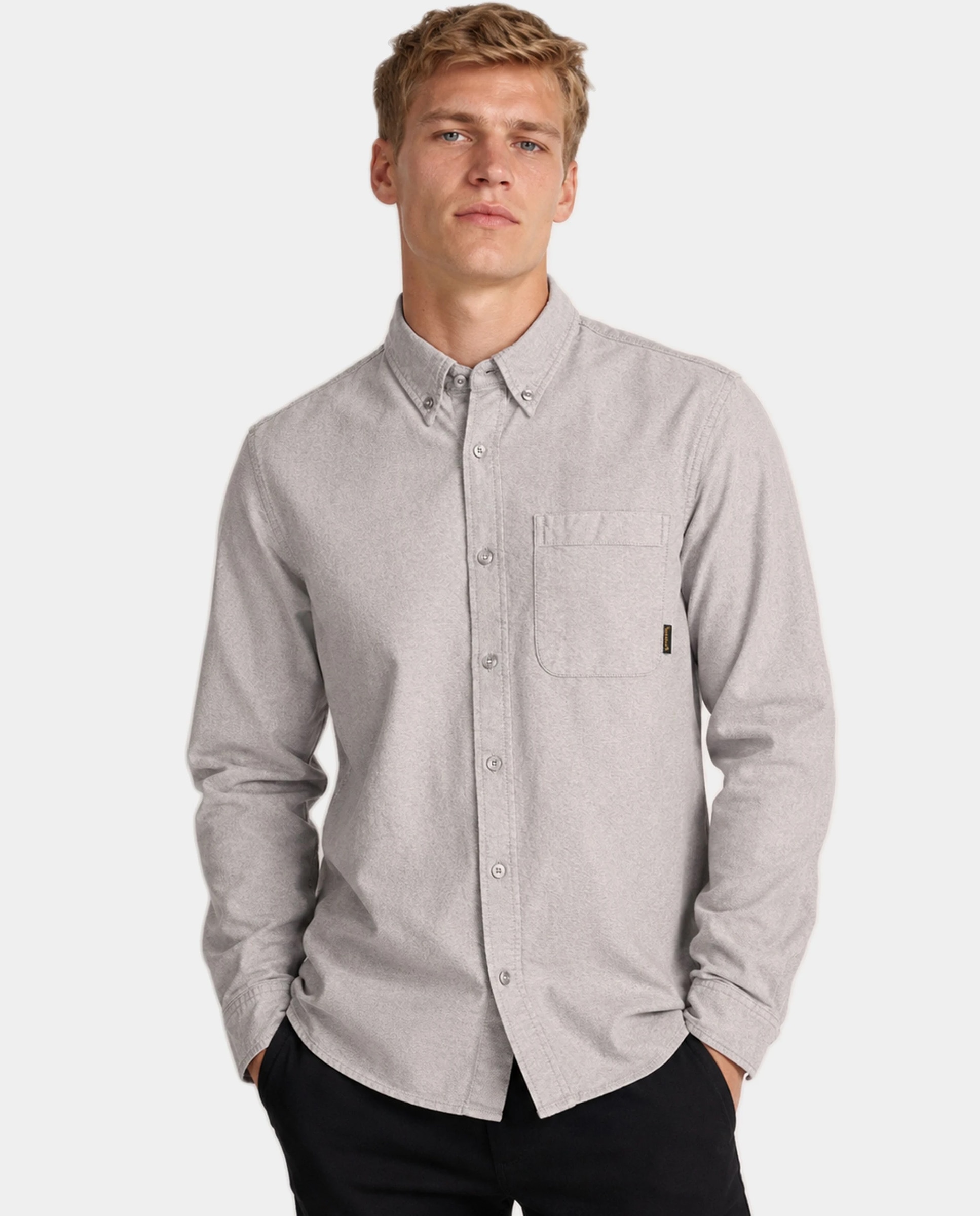 Imagen 0 de Camisa de hombre oxford con bolsillo Gris