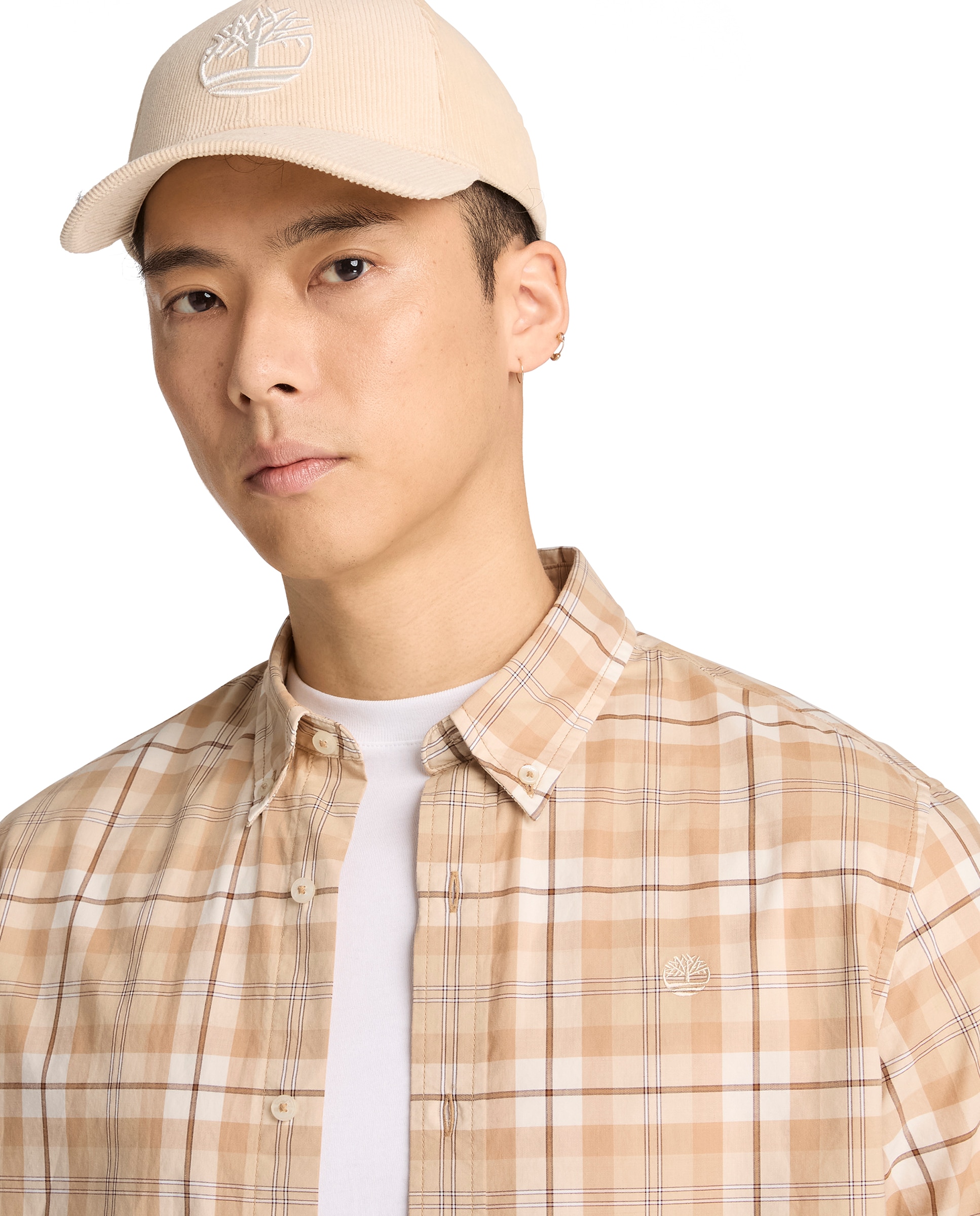 Camisa de hombre de popelina de corte regular a cuadros - Timberland - Marrón Marrón-3