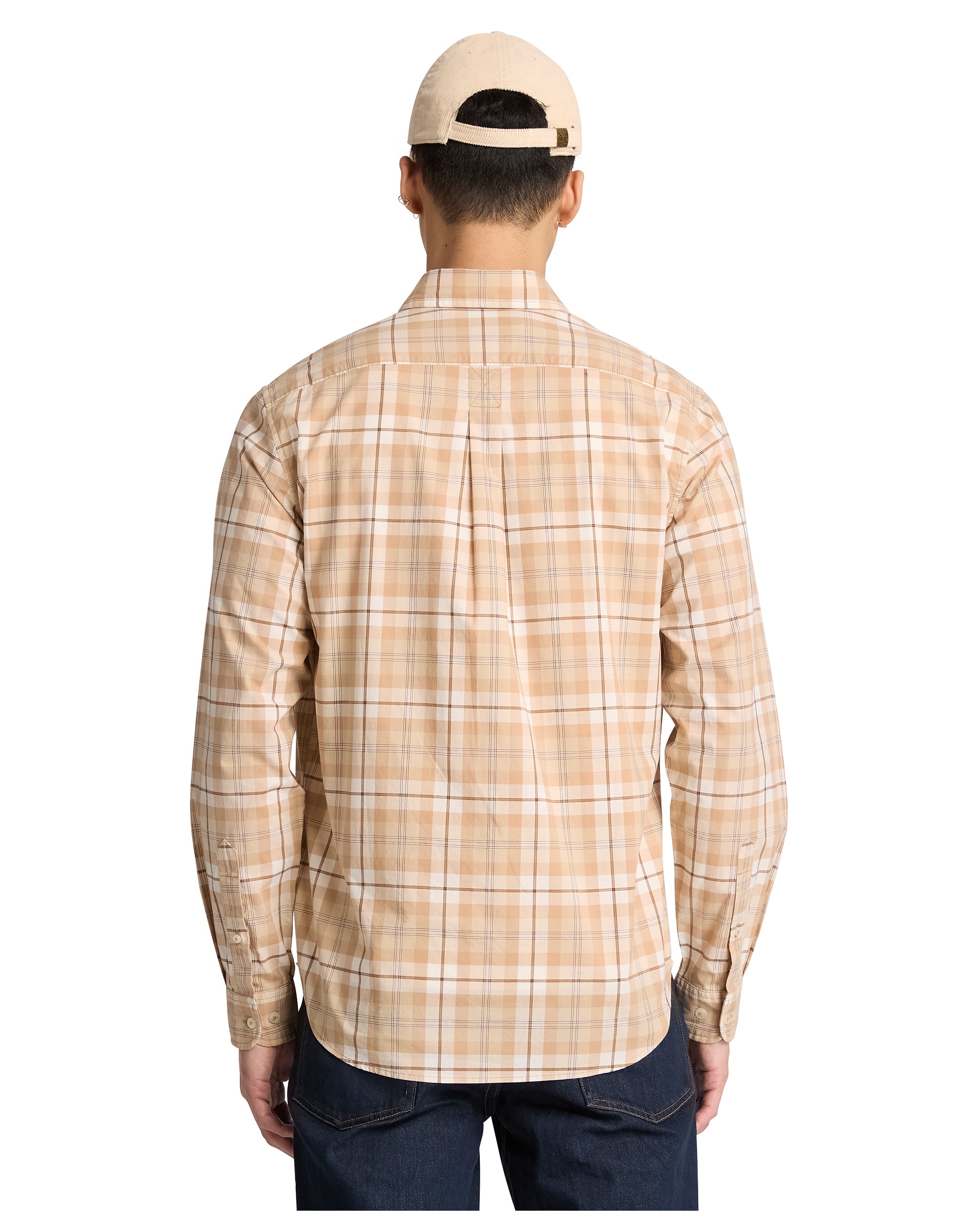 Camisa de hombre de popelina de corte regular a cuadros - Timberland - Marrón Marrón-4