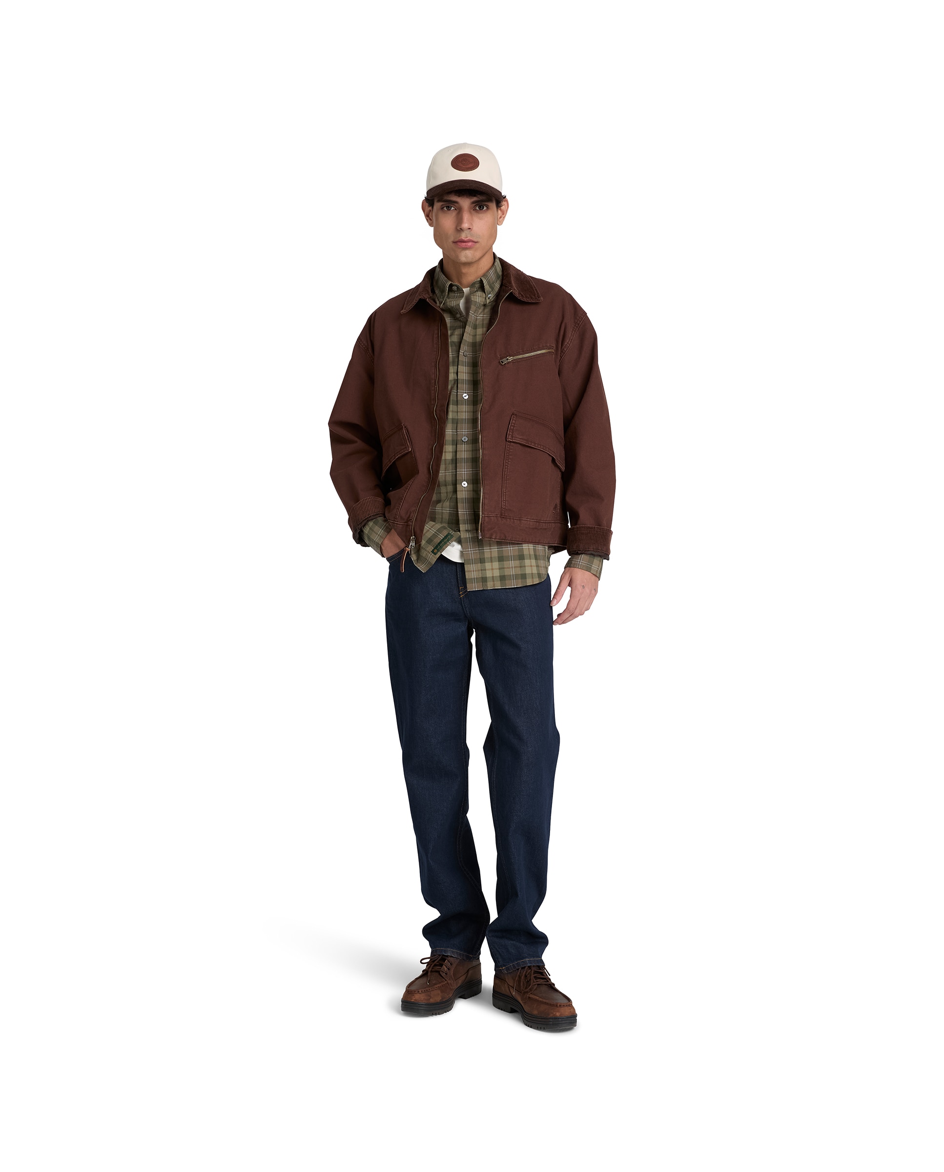 Camisa de hombre de popelina de corte regular a cuadros - Timberland - Verde oscuro Verde oscuro-2