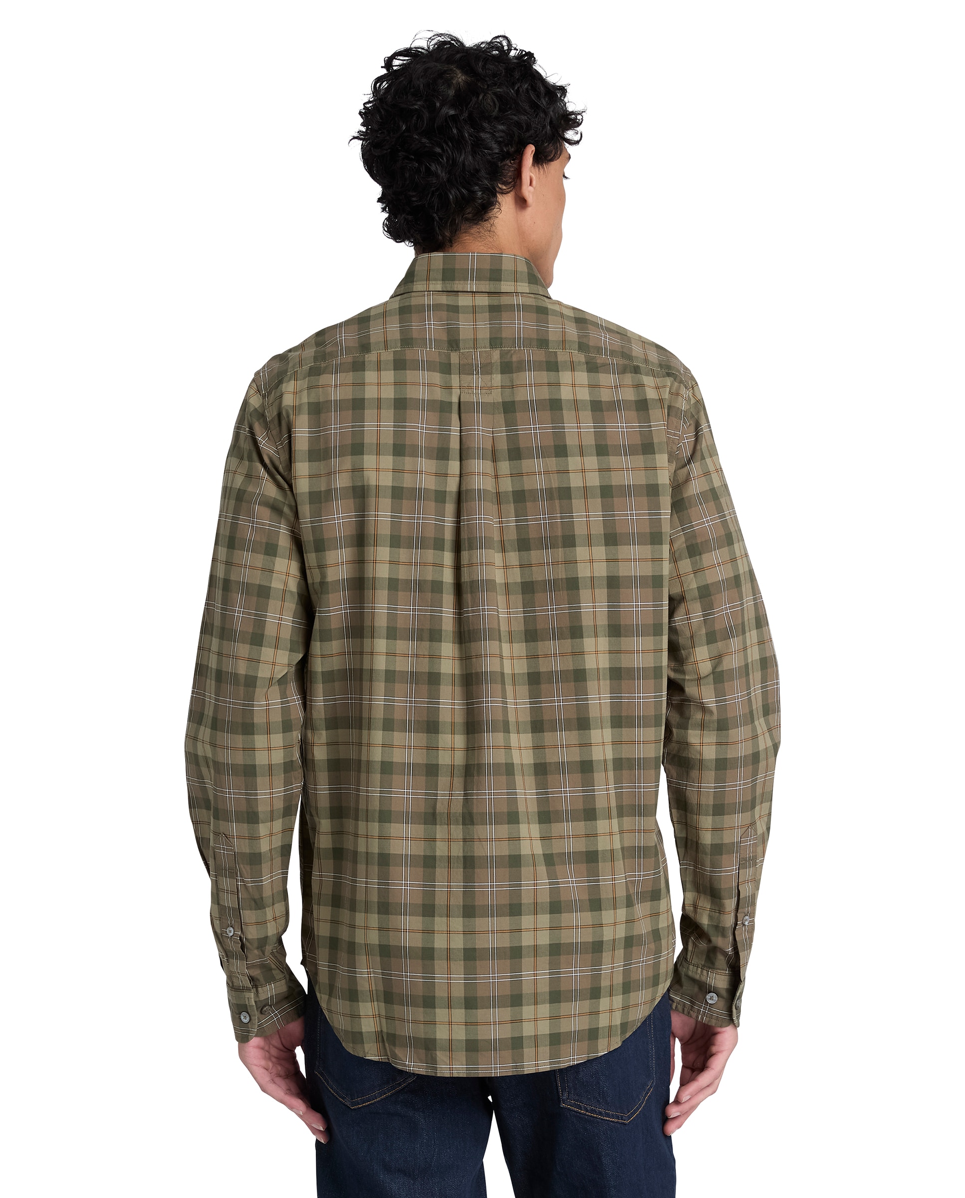 Camisa de hombre de popelina de corte regular a cuadros - Timberland - Verde oscuro Verde oscuro-4