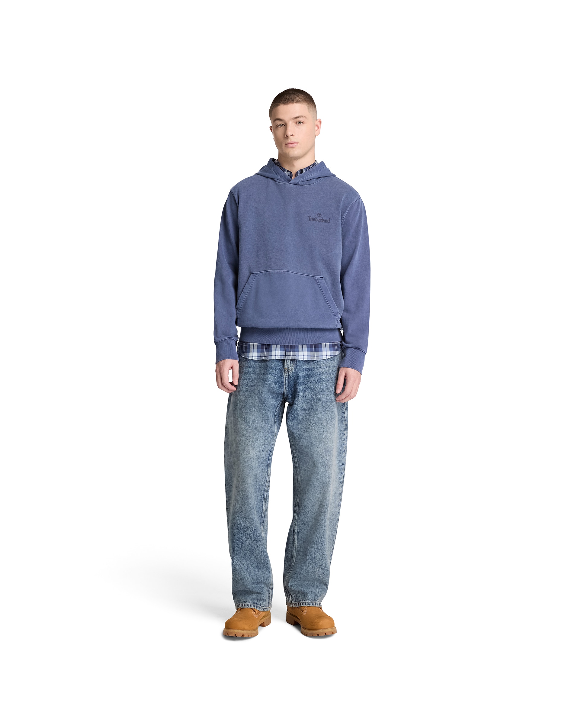 Camisa de hombre de popelina de corte regular a cuadros - Timberland - Azul oscuro Azul oscuro-2