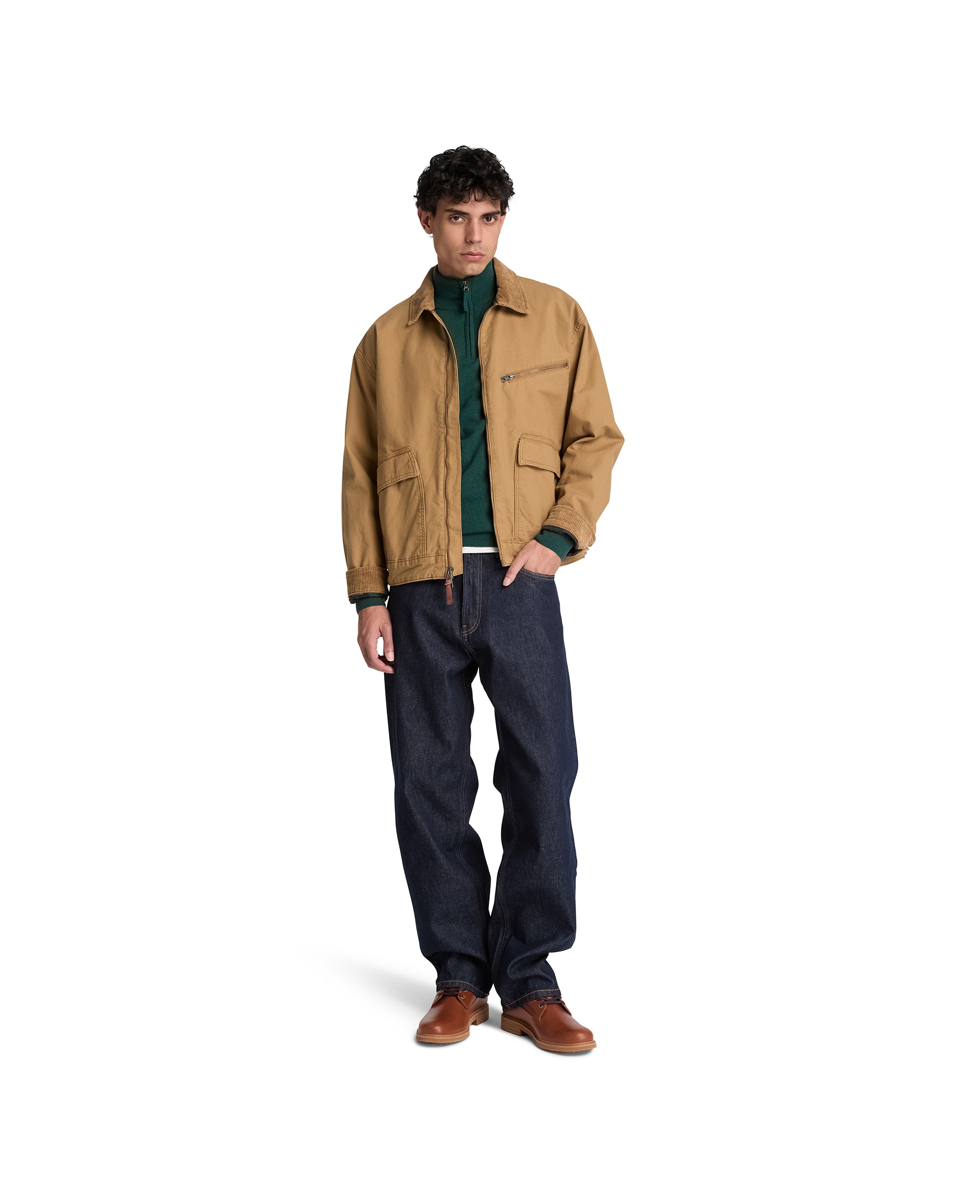 Imagen 2 de Jersey de hombre de lana merina de media cremallera - Timberland - Verde oscuro Verde oscuro