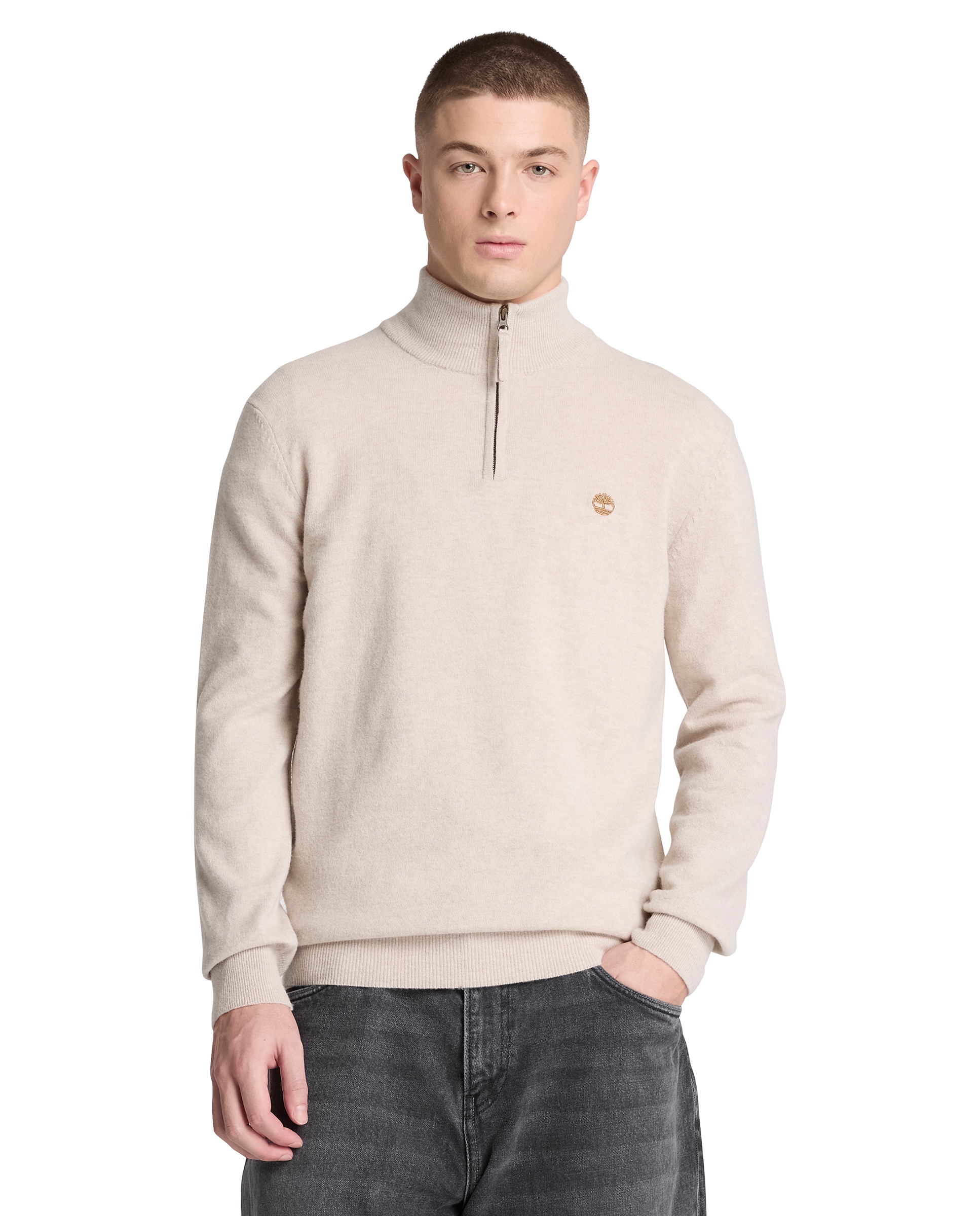 Imagen 1 de Jersey de hombre de lana merina de media cremallera - Timberland - Beige Beige