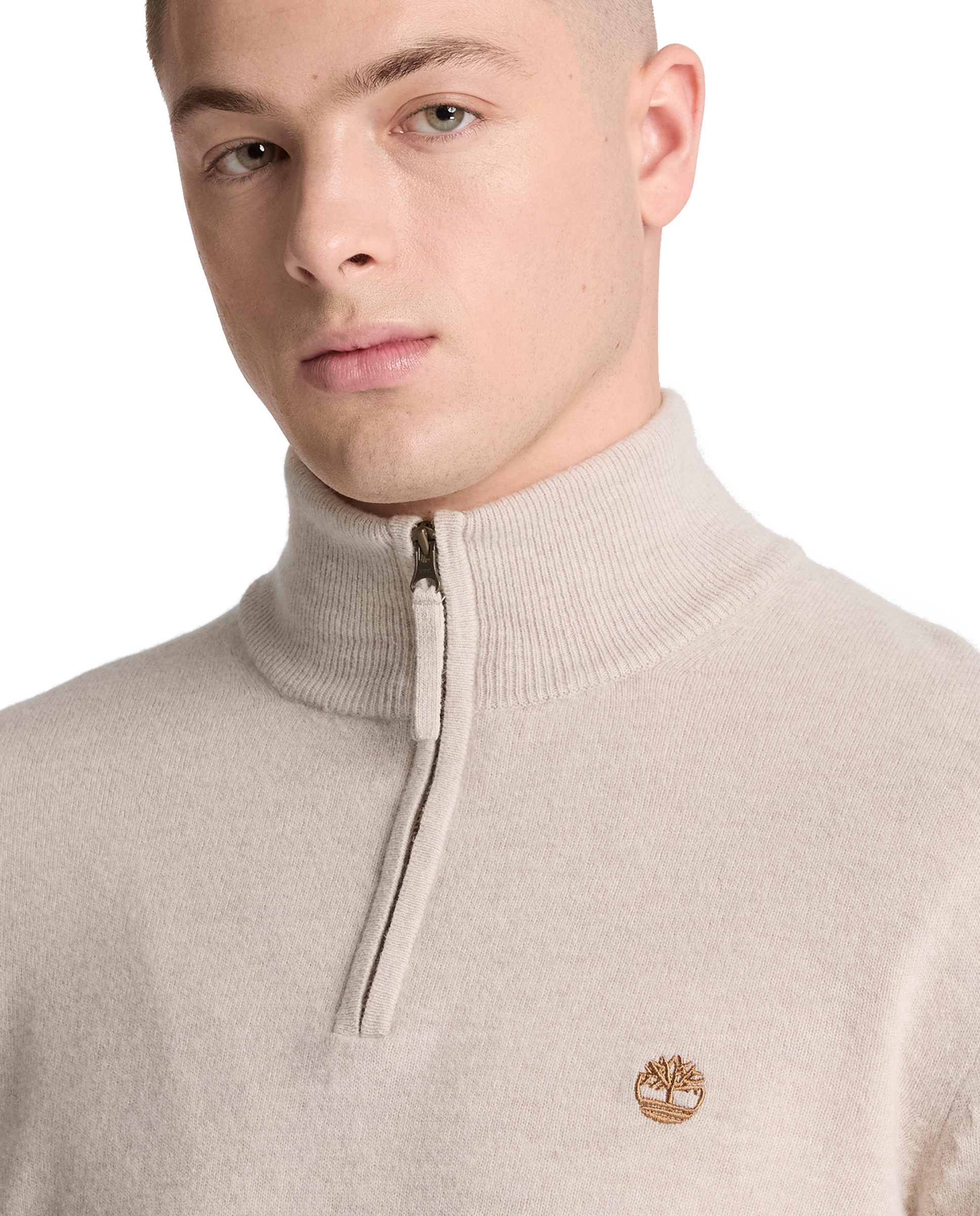Imagen 3 de Jersey de hombre de lana merina de media cremallera - Timberland - Beige Beige