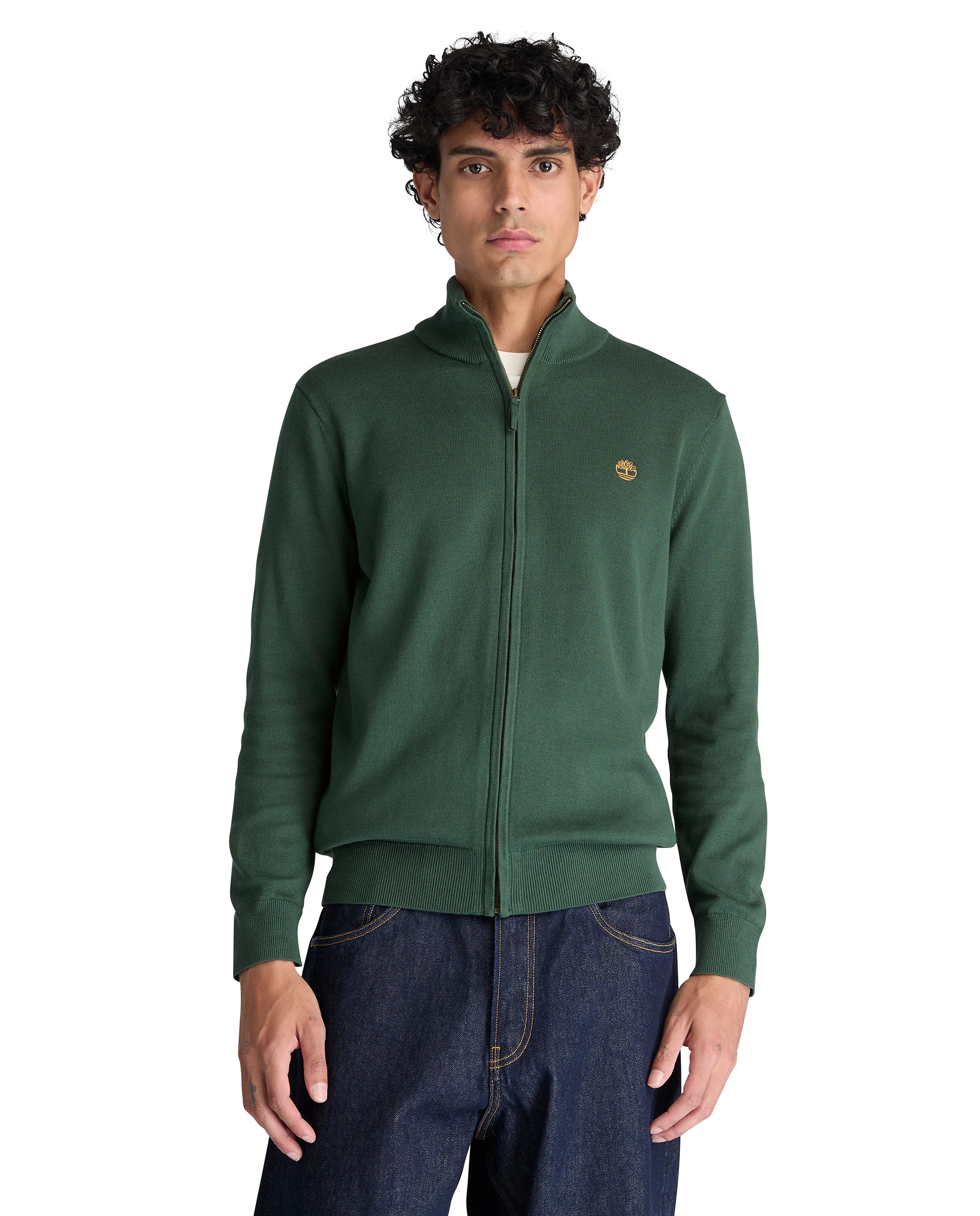 Cárdigan de hombre de algodón con cremallera williams river - Timberland - Verde oscuro Verde oscuro-1