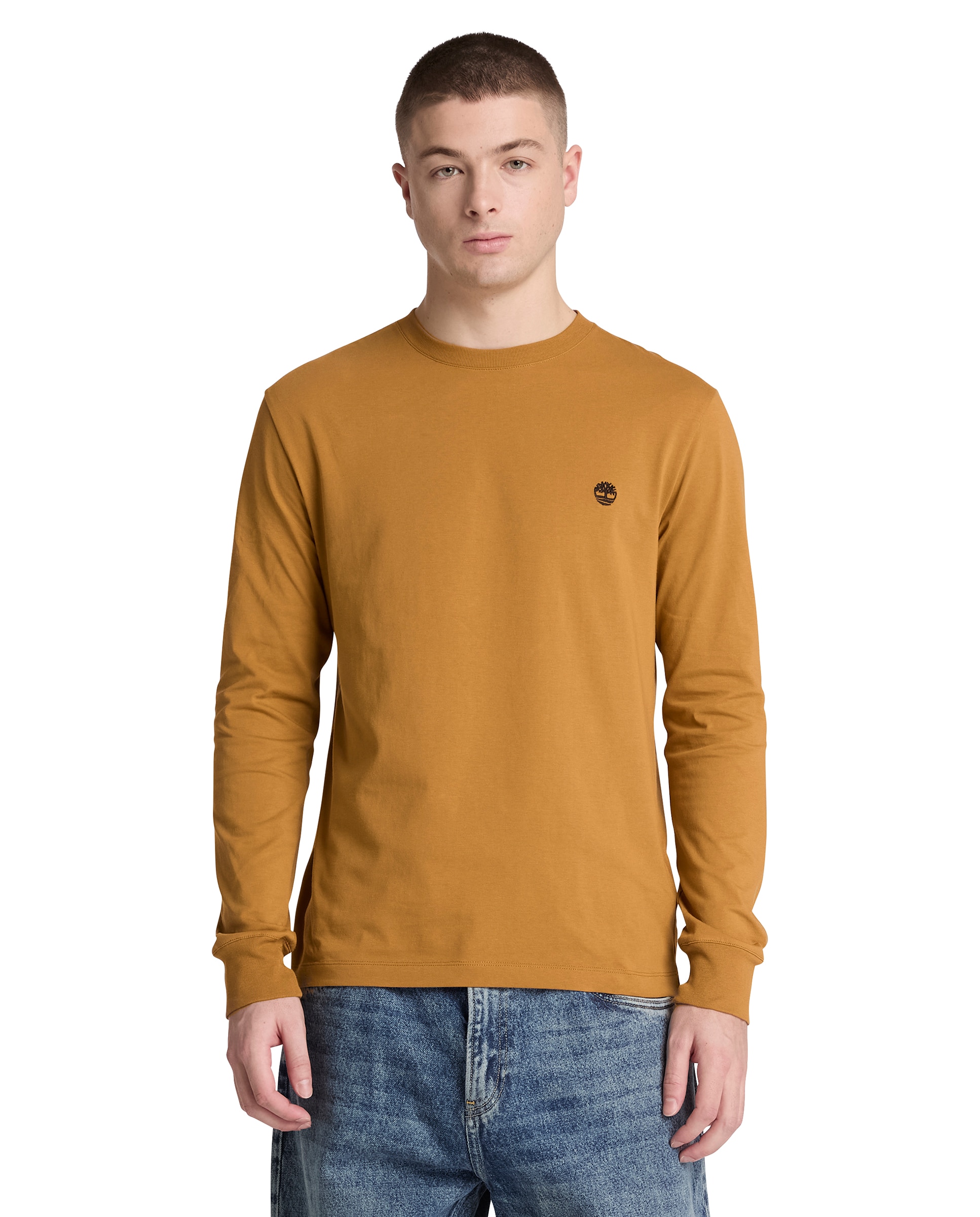 Camiseta de hombre de manga larga bordada ajustada dunstan river - Timberland - Amarillo Amarillo-1