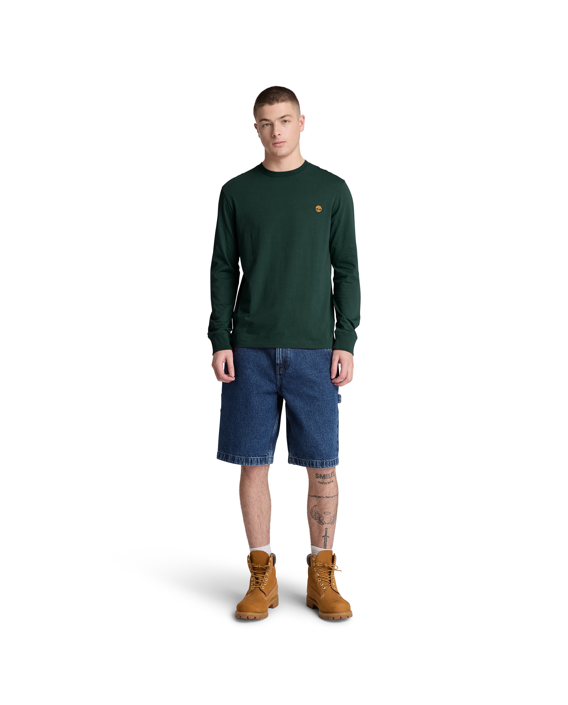 Camiseta de hombre de manga larga bordada ajustada dunstan river - Timberland - Verde oscuro Verde oscuro-2