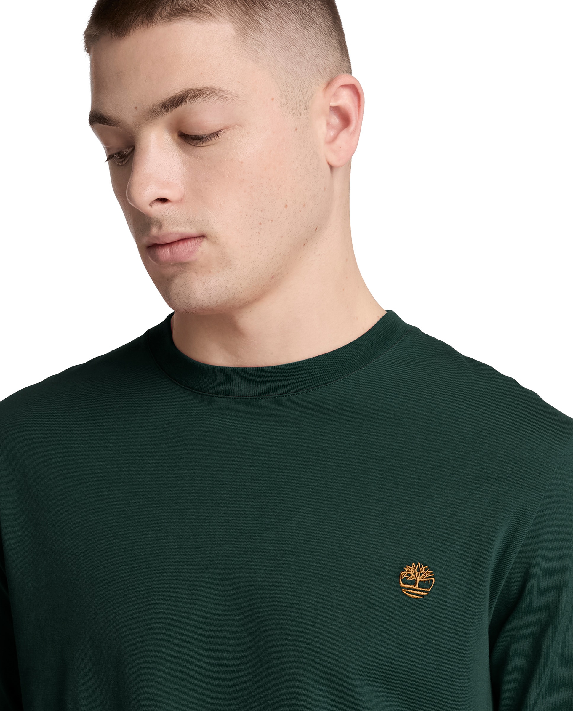 Camiseta de hombre de manga larga bordada ajustada dunstan river - Timberland - Verde oscuro Verde oscuro-3