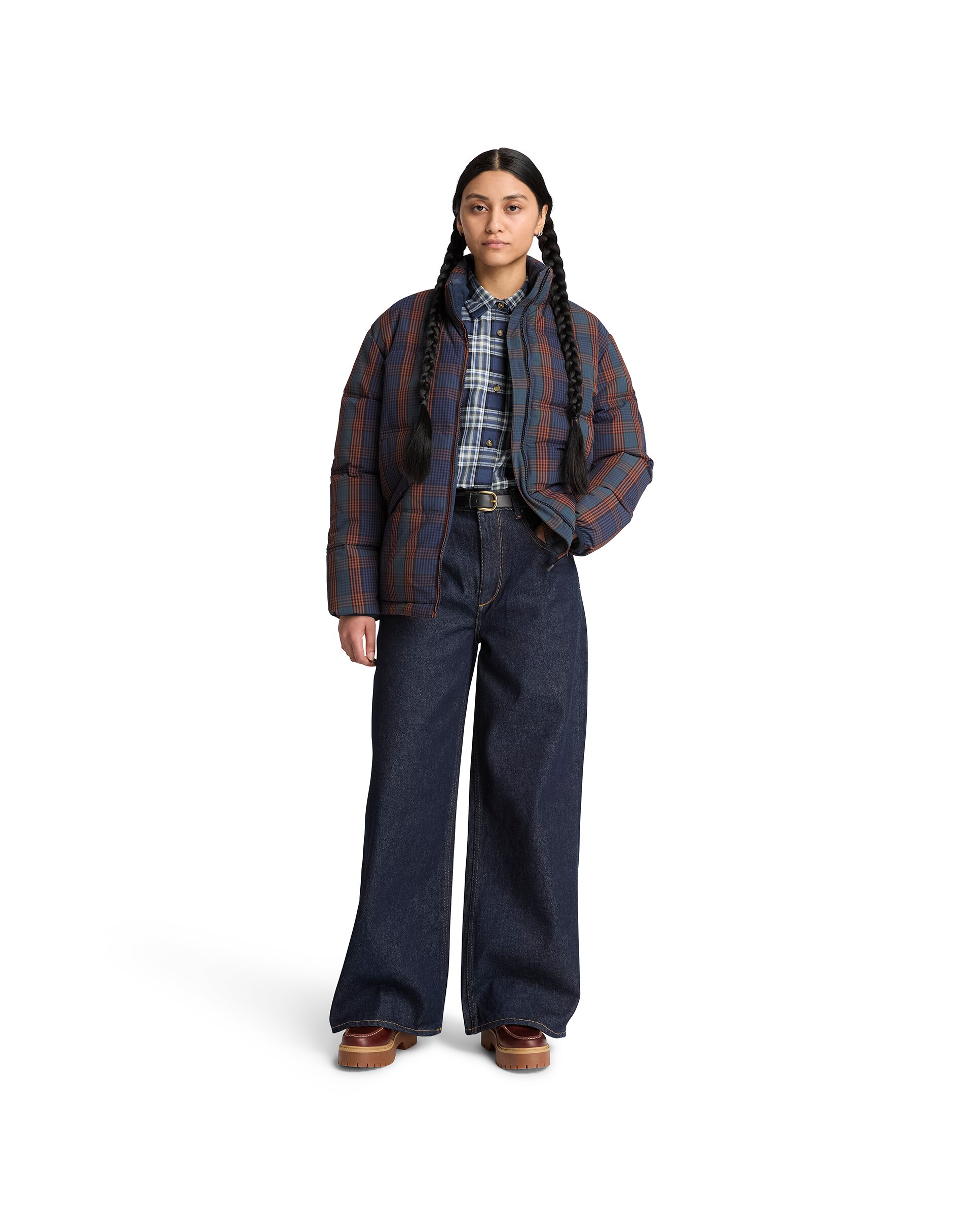 Chaqueta acolchada de mujer sintética de cuadros aislante - Timberland - Azul marino / Naranja Azul marino / Naranja-2