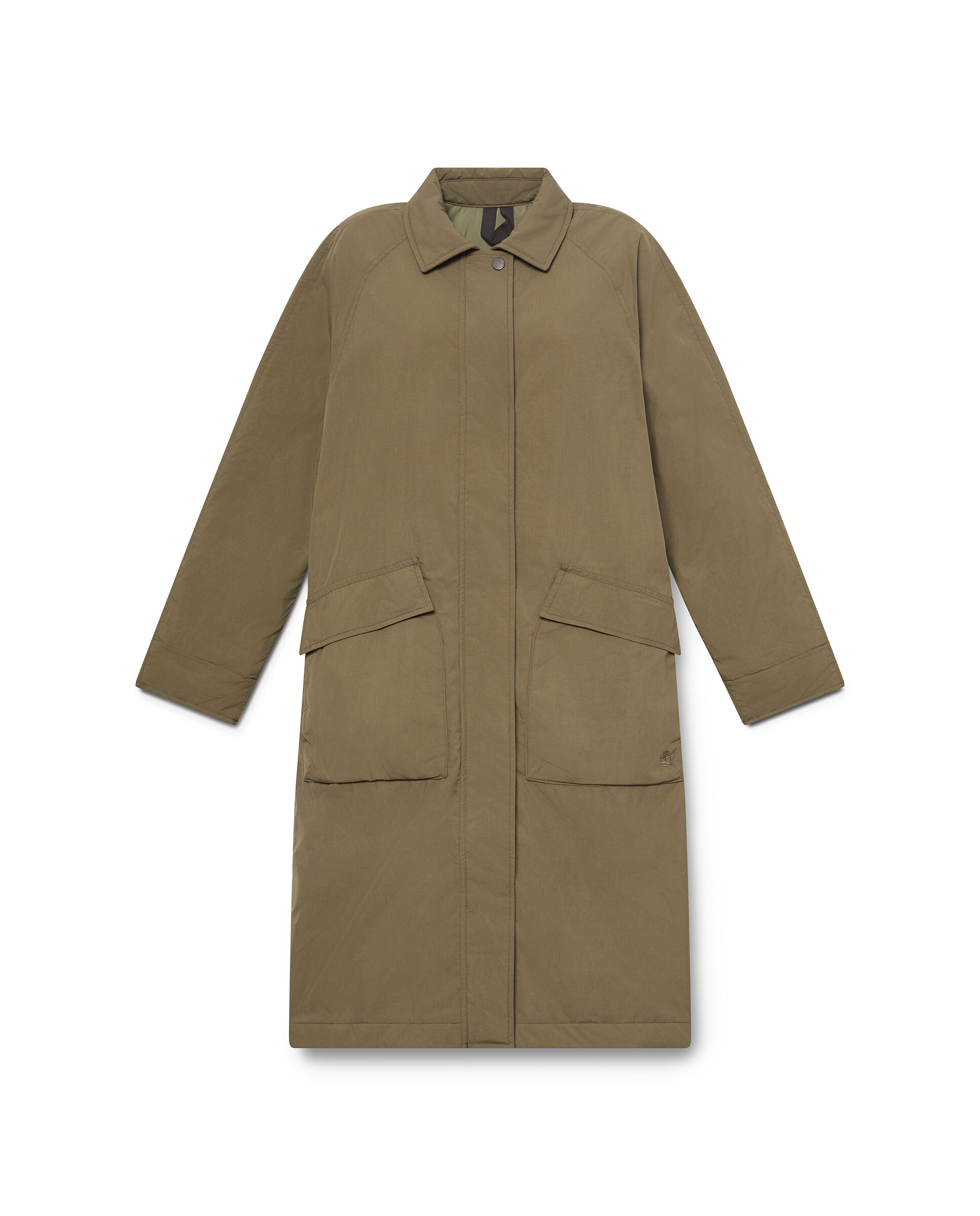 Imagen 5 de Parka larga de mujer con bolsillos de plastrón y cuello camisero - Timberland - Verde oscuro Verde oscuro