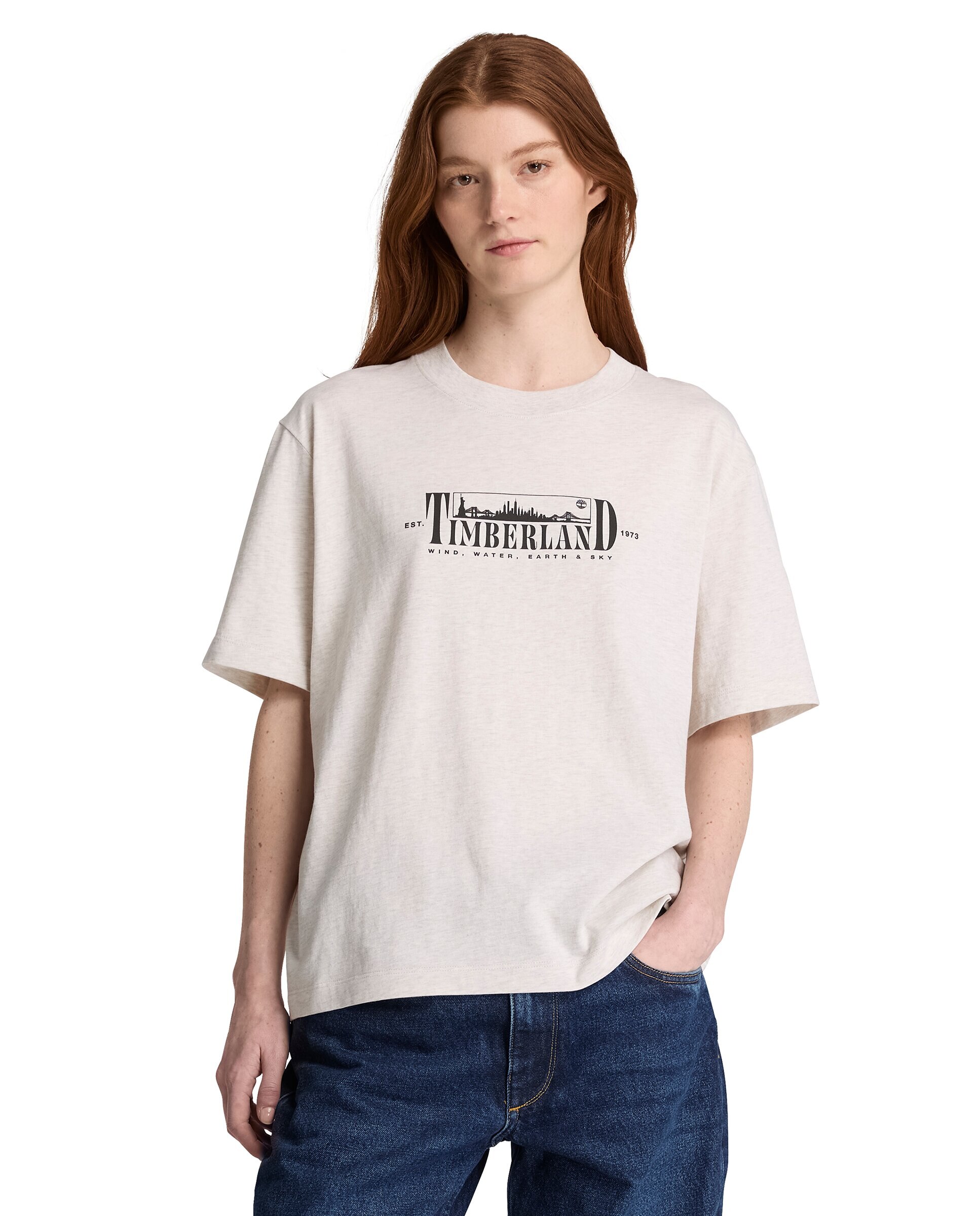 Imagen 0 de Camiseta de mujer de manga corta con estampado gráfico Crudo