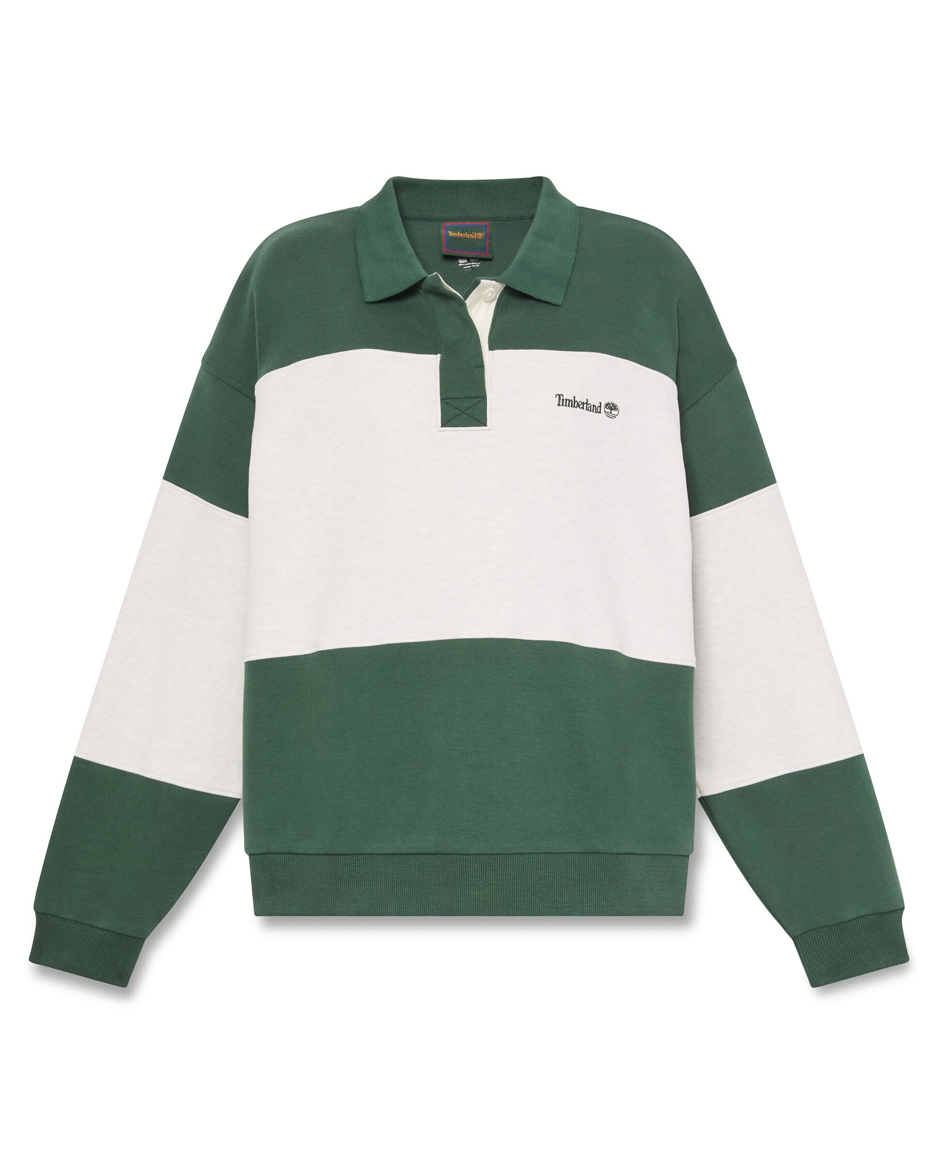 Sudadera de mujer con logo y cuello polo de rayas - Timberland - Verde oscuro Verde oscuro-5