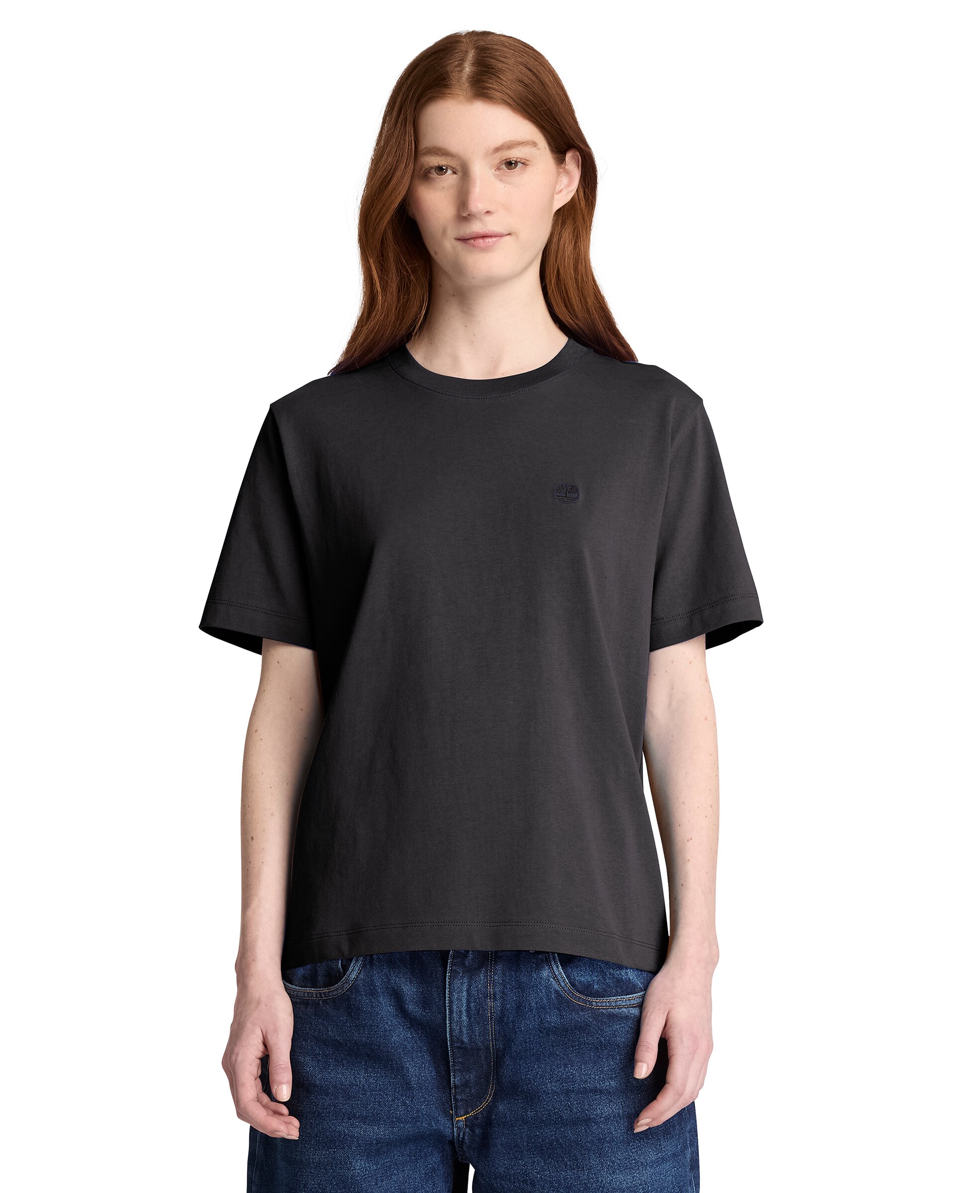 Imagen 0 de Camiseta de mujer de cuello redondo y manga corta crafted Negro