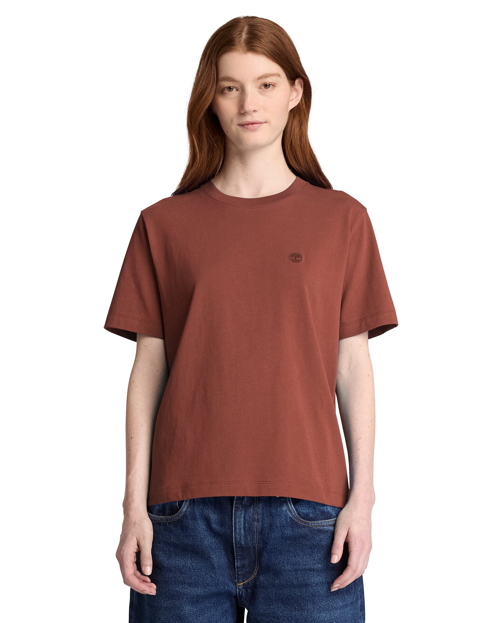 Imagen 0 de Camiseta de mujer de cuello redondo y manga corta crafted Teja