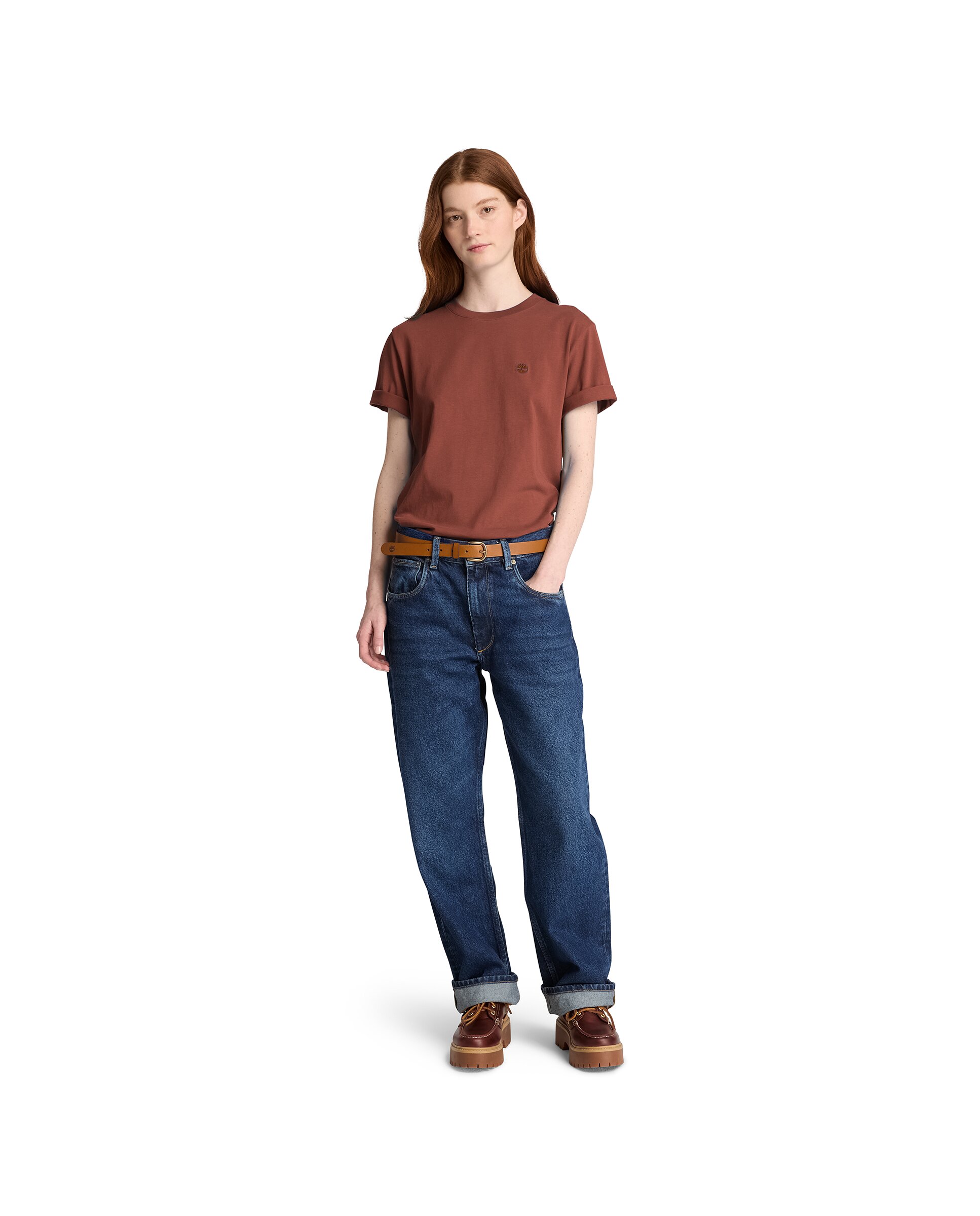 Imagen 2 de Camiseta de mujer de cuello redondo y manga corta crafted - Timberland - Teja Teja