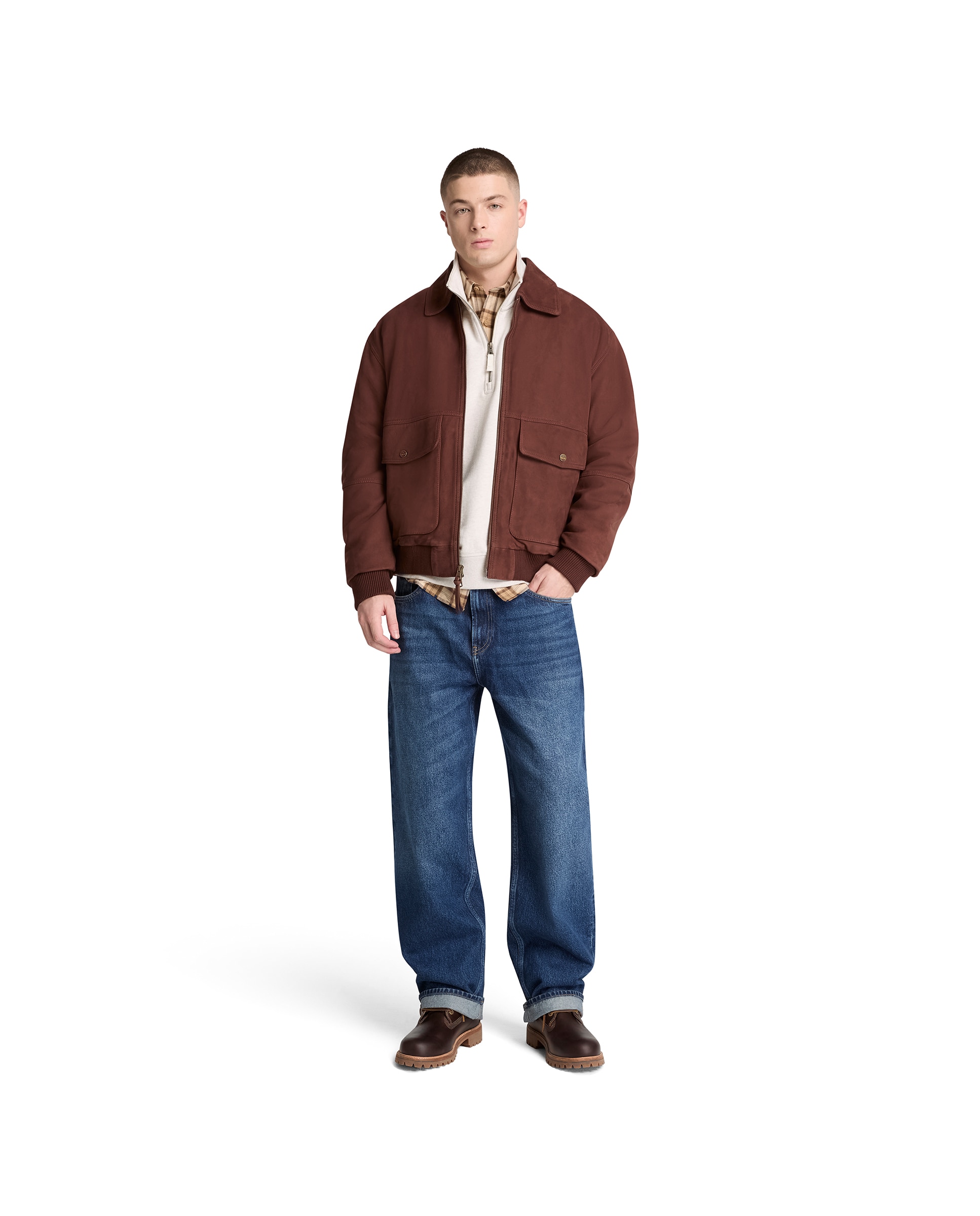Cazadora bómber de hombre de cuero - Timberland - Marrón Marrón-2