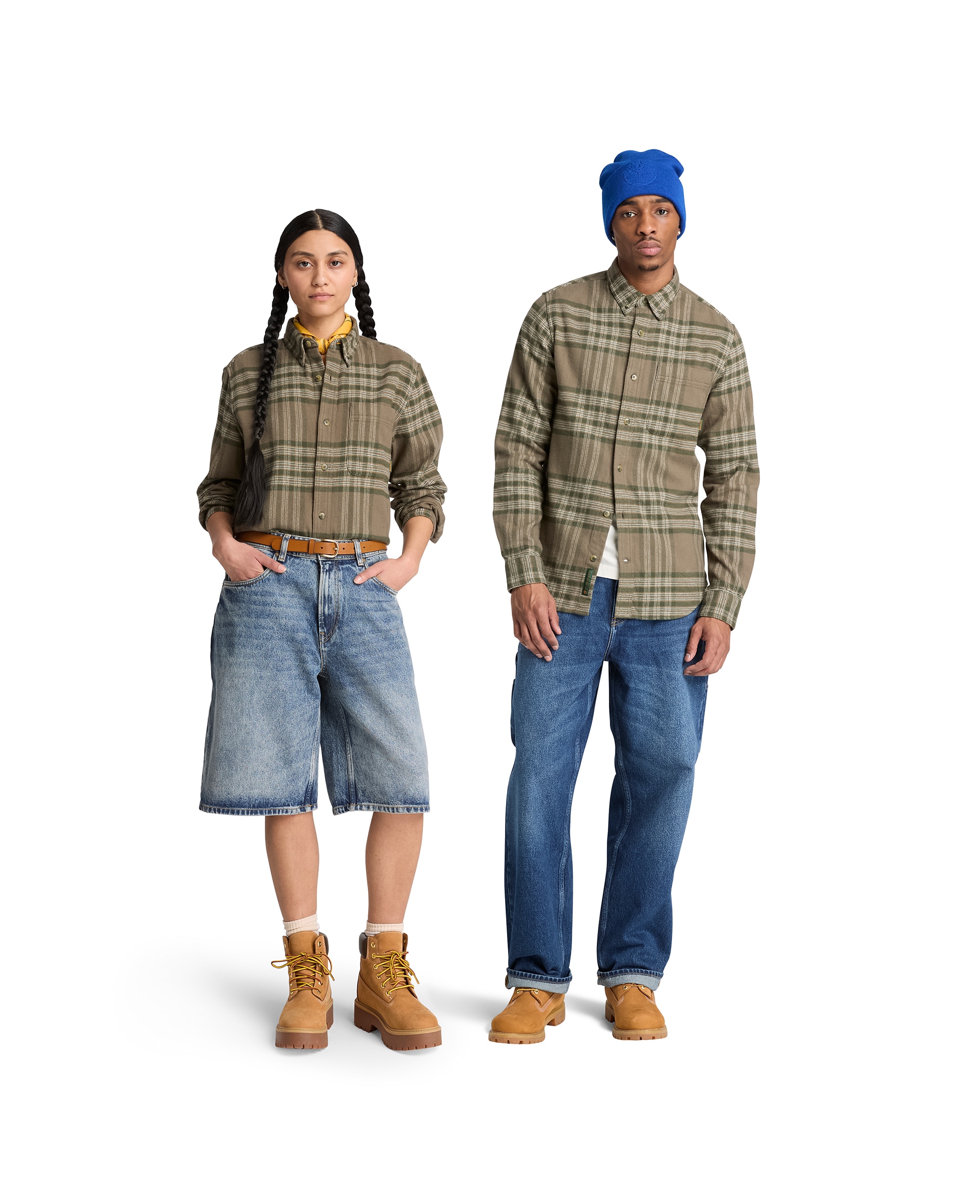 Camisa de hombre de corte estándar con bolsillo a cuadros - Timberland - Verde oscuro Verde oscuro-2