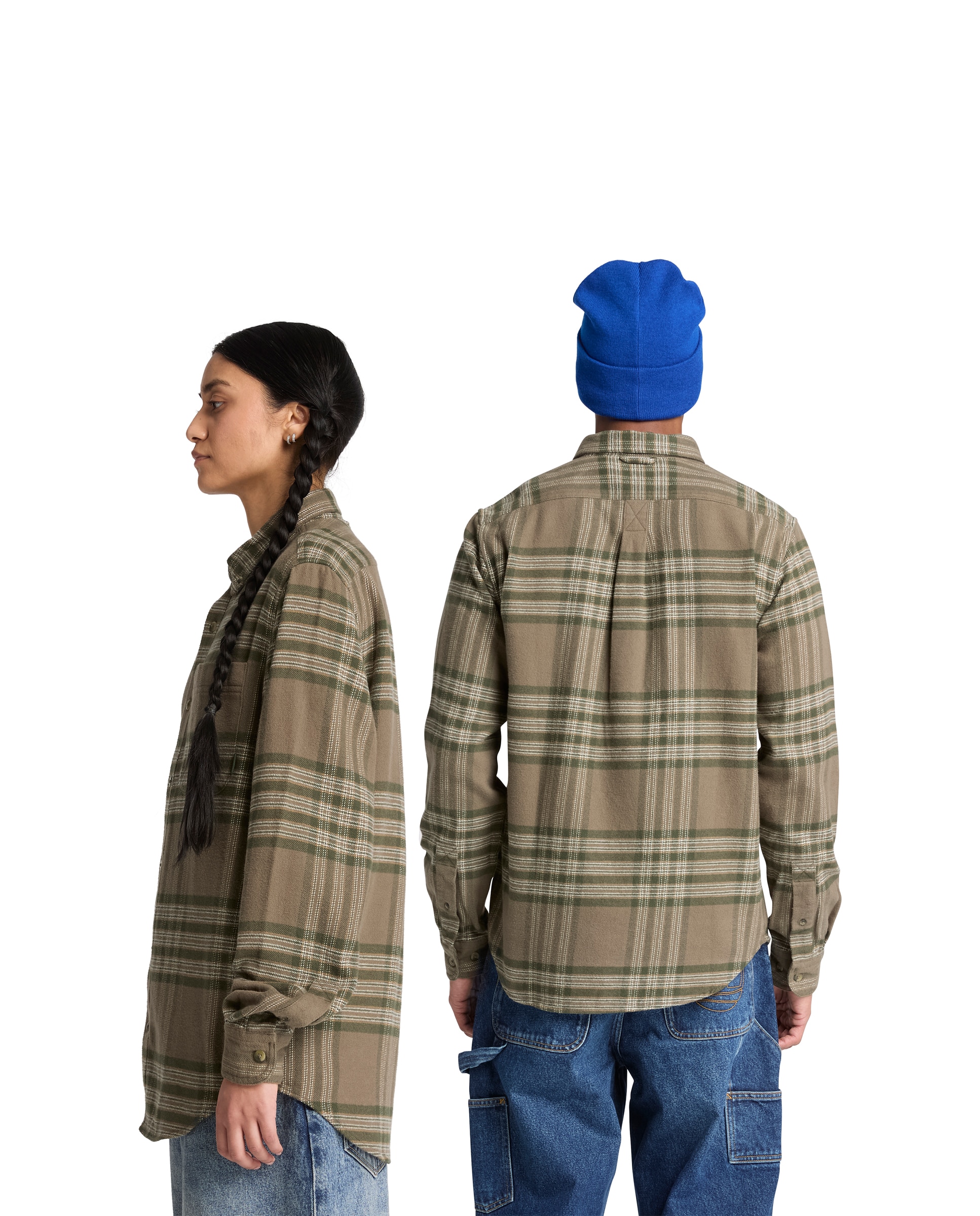 Camisa de hombre de corte estándar con bolsillo a cuadros - Timberland - Verde oscuro Verde oscuro-3