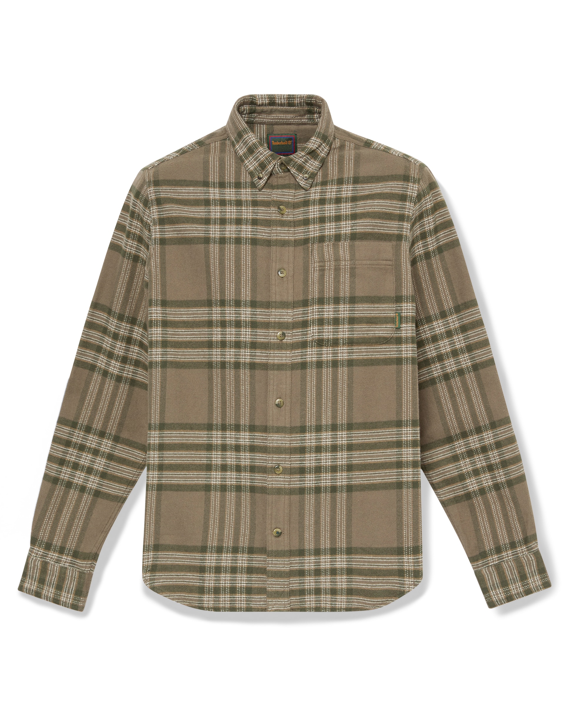Camisa de hombre de corte estándar con bolsillo a cuadros - Timberland - Verde oscuro Verde oscuro-4
