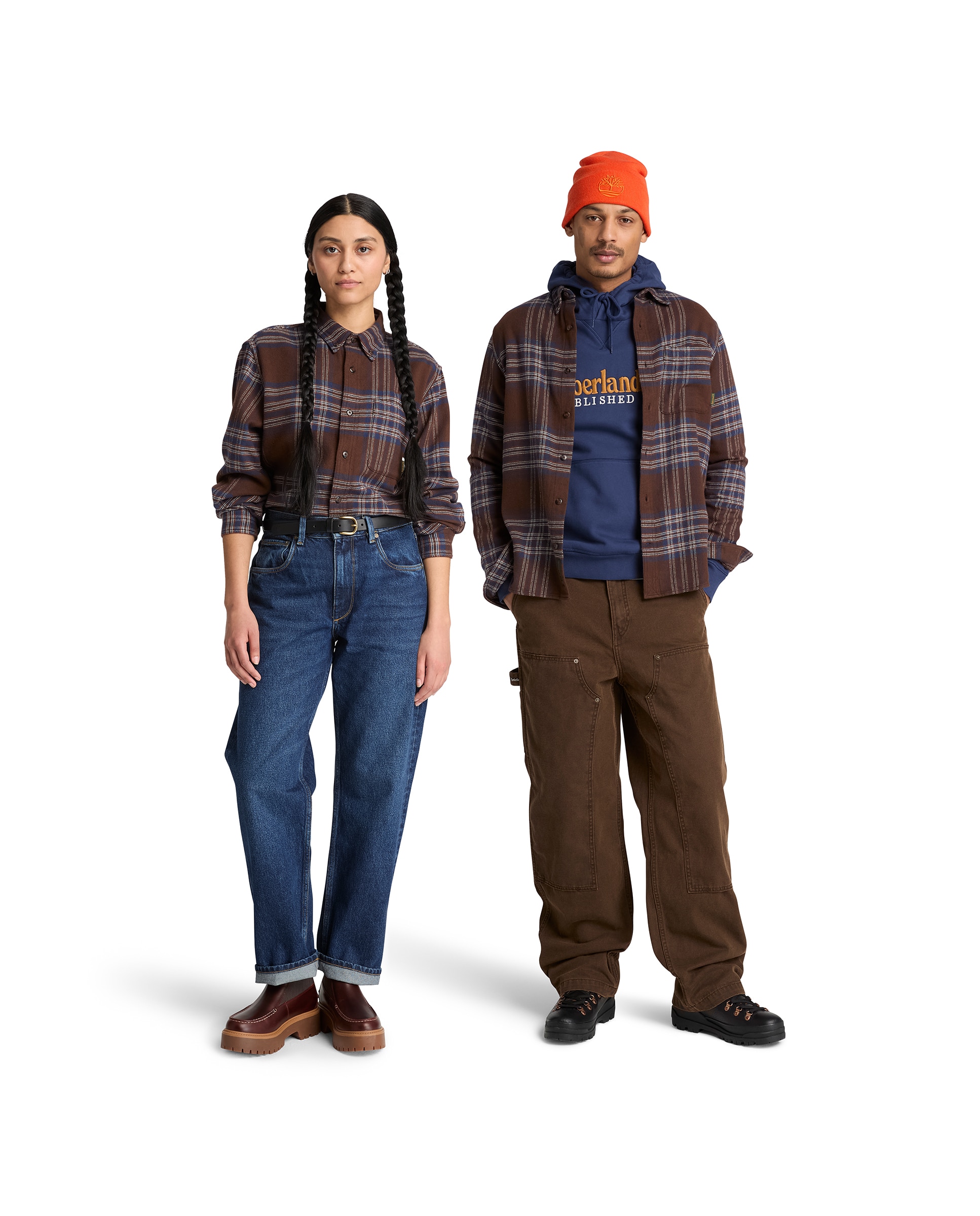 Camisa de hombre de corte estándar con bolsillo a cuadros - Timberland - Marrón Marrón-1