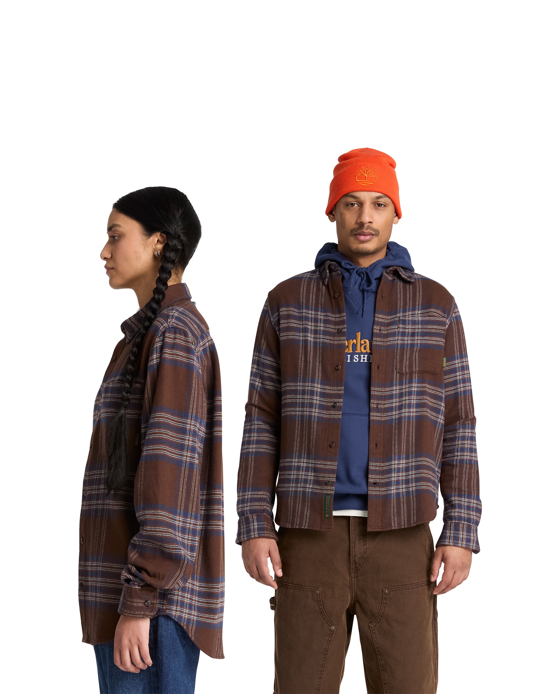 Camisa de hombre de corte estándar con bolsillo a cuadros - Timberland - Marrón Marrón-3