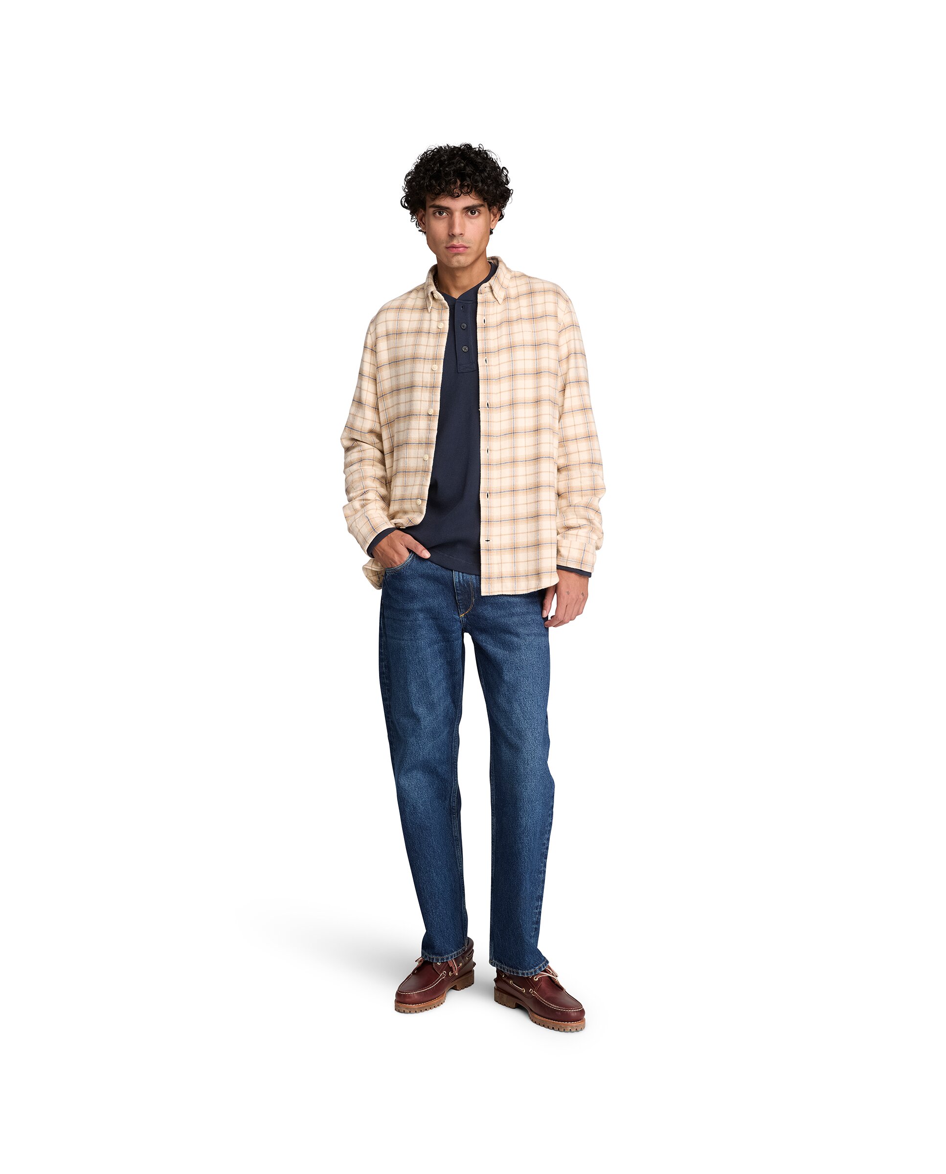 Imagen 2 de Camisa de hombre de franela de corte regular a cuadros - Timberland - Beige Beige