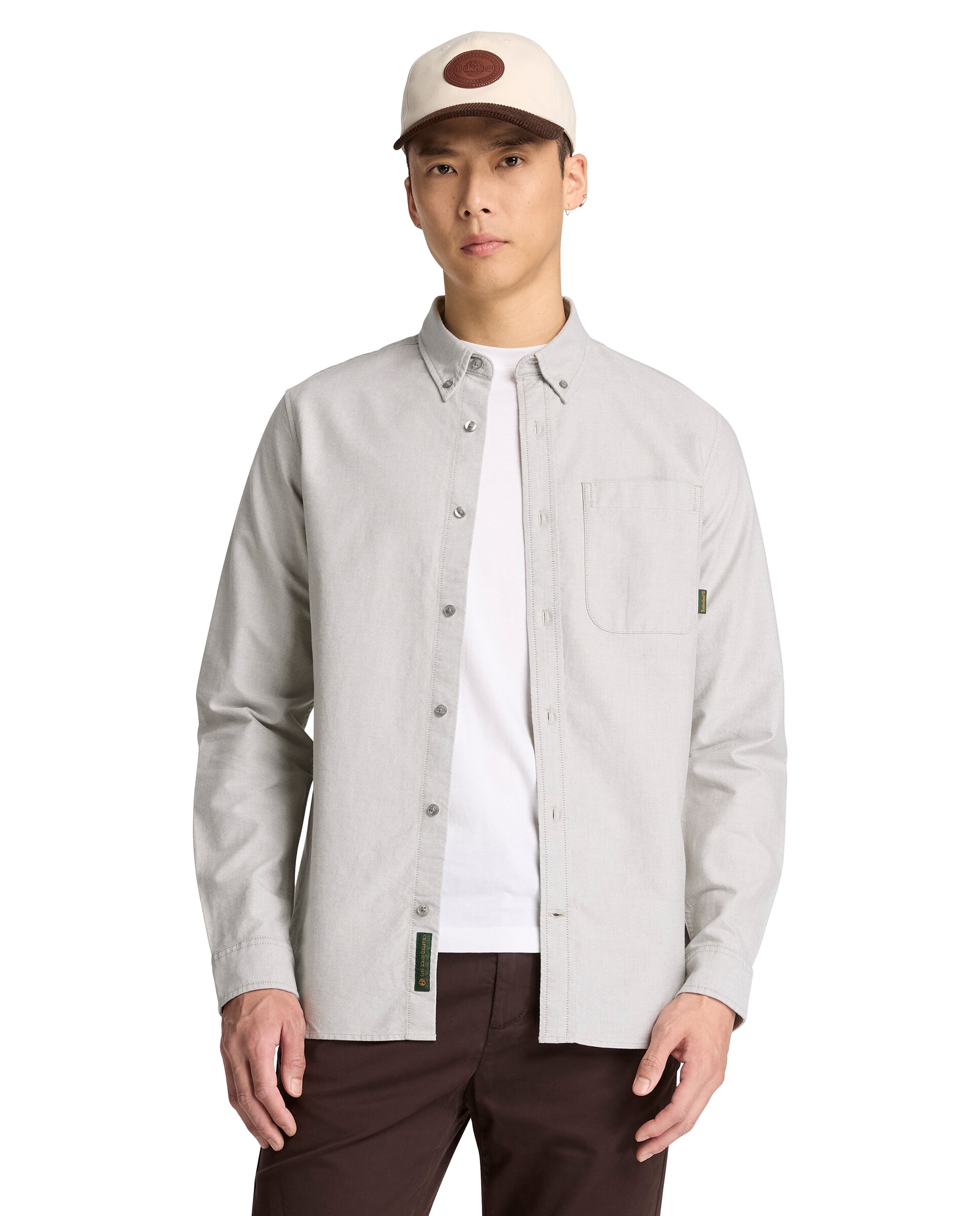 Camisa de hombre oxford con bolsillo - Timberland - Verde claro Verde claro-1