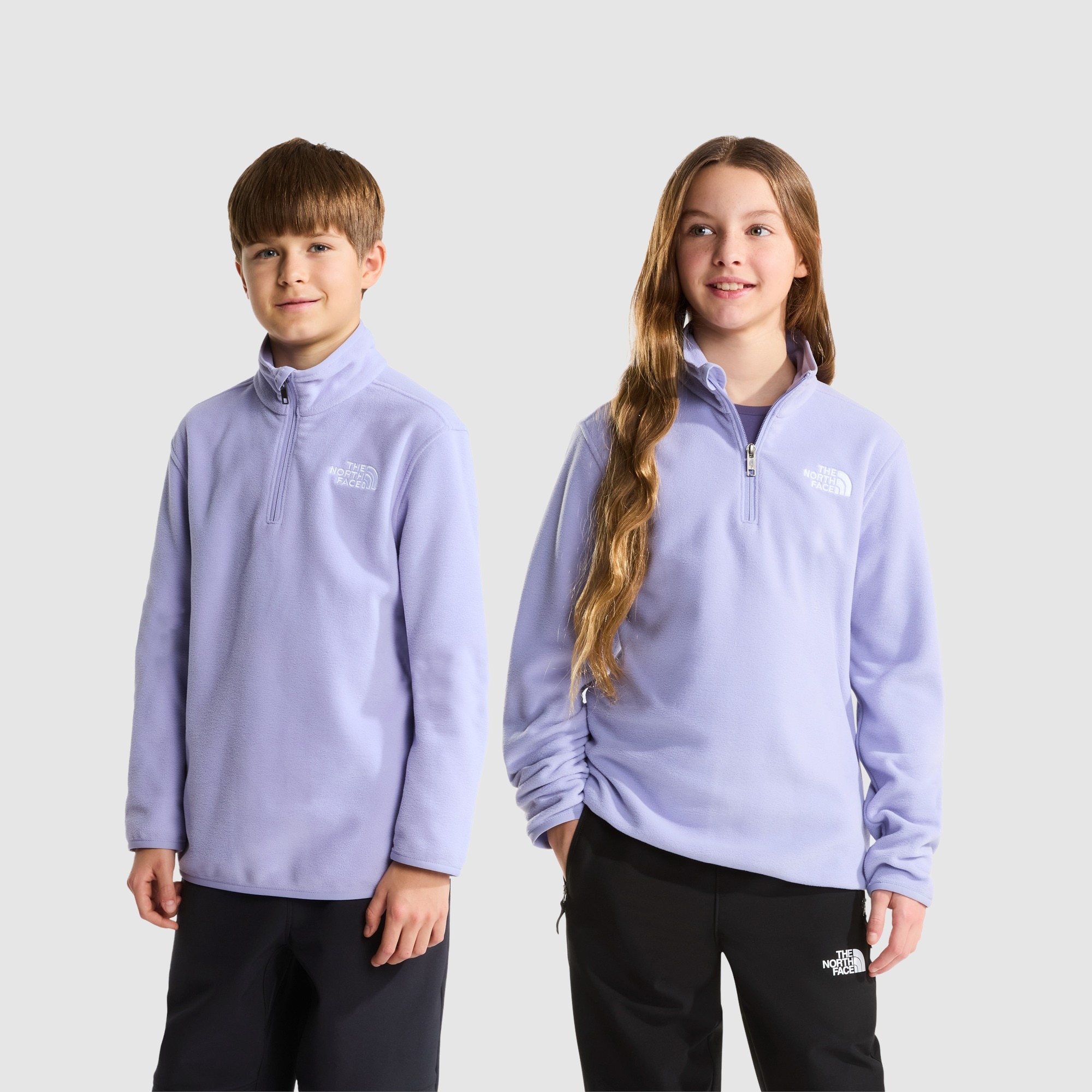 Forro polar con cremallera de 1/4 de niños Glacier The North Face - Morado pastel Morado pastel-1