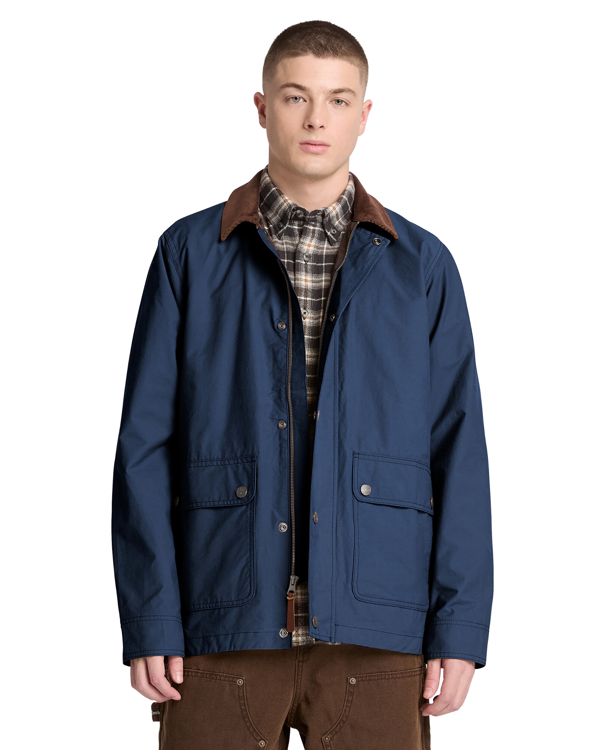 Chaqueta de hombre repelente al agua con cuello de pana en contraste y prácticos bolsillos frontales - Timberland - Azul Azul-1