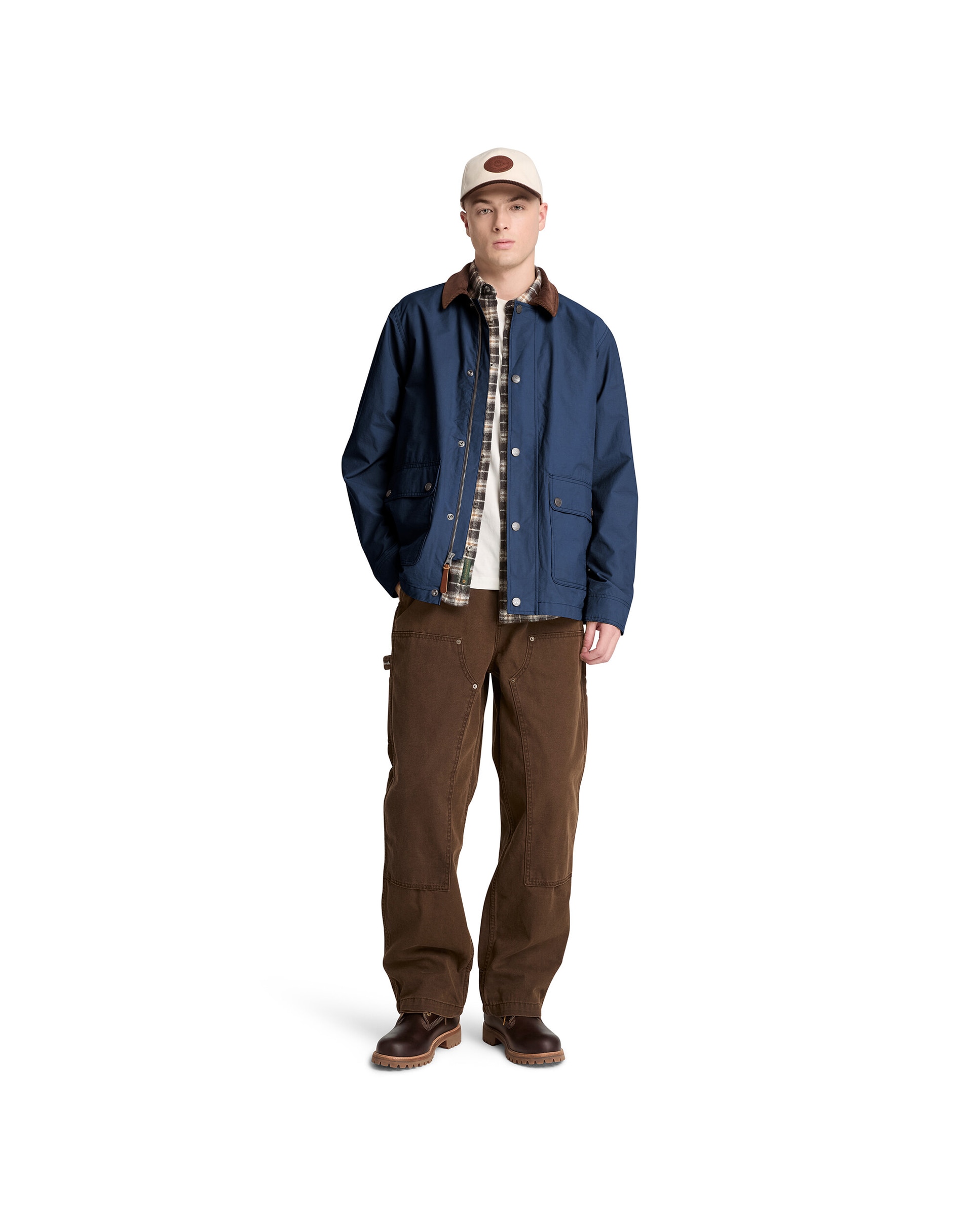 Chaqueta de hombre repelente al agua con cuello de pana en contraste y prácticos bolsillos frontales - Timberland - Azul Azul-2