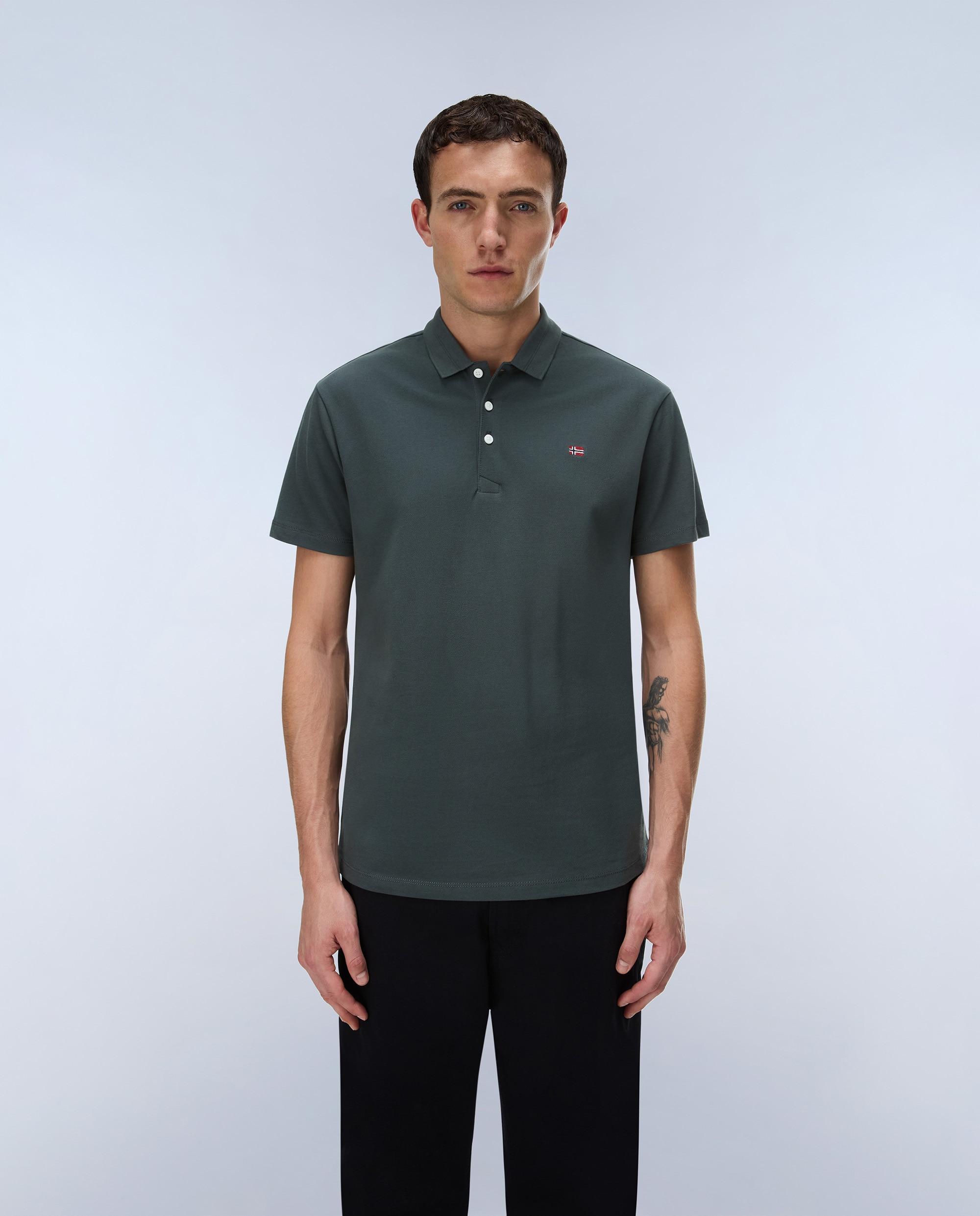 Polo de piqué y manga corta de hombre ealis de corte regular - Napapijri - Verde grisáceo Verde grisáceo-1