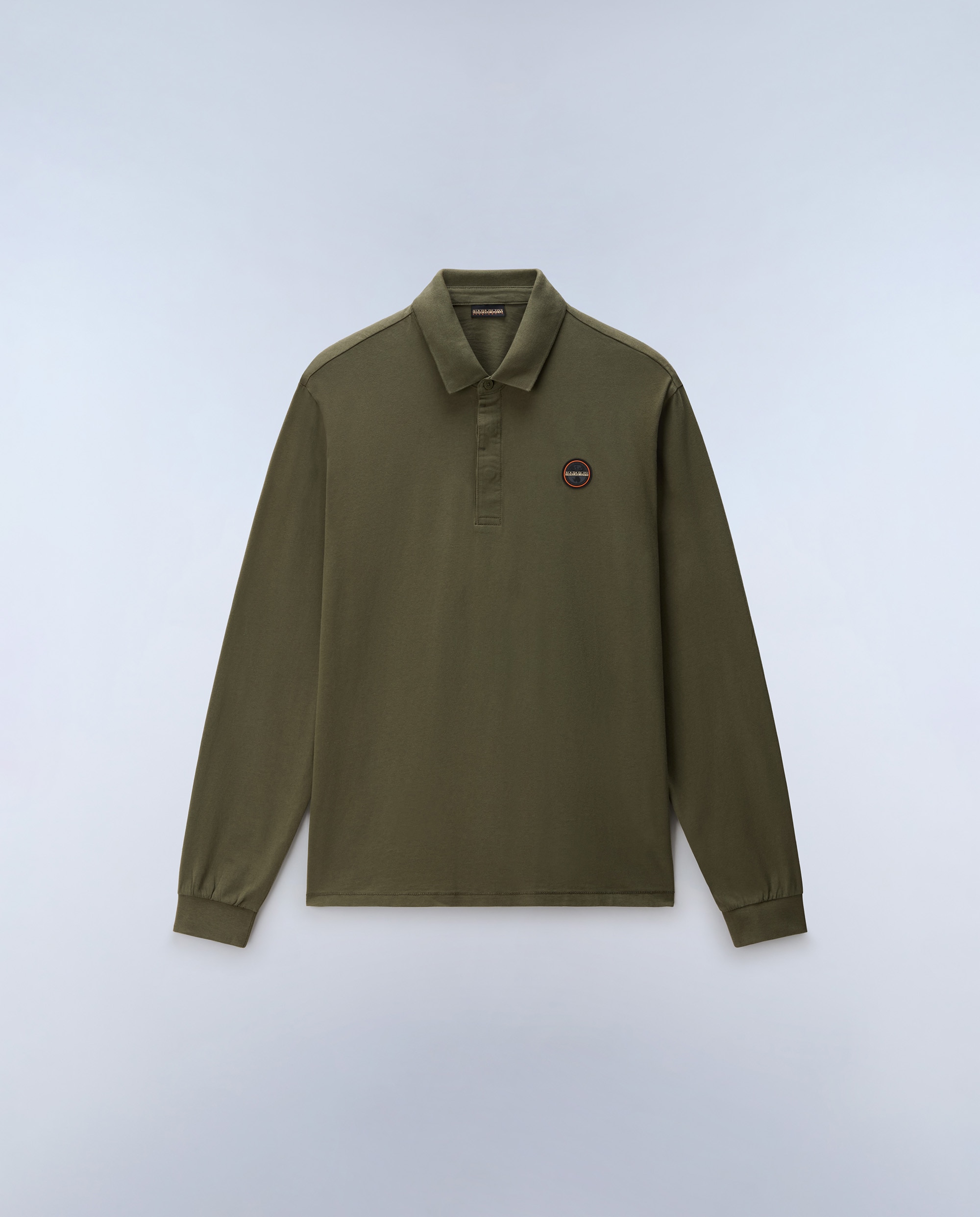 Polo de algodón de hombre badge de manga larga - Napapijri - Verde Oliva Verde Oliva-5