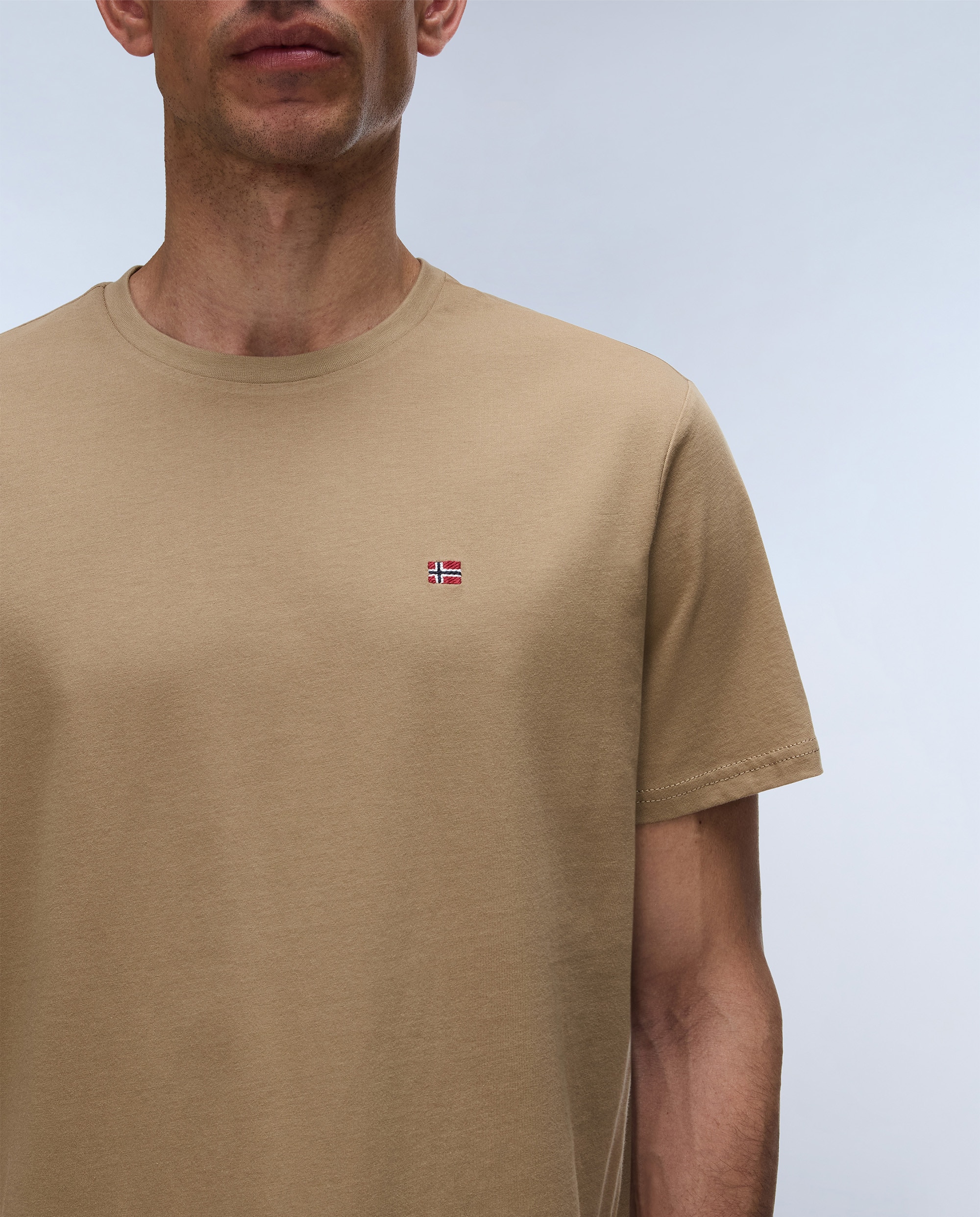 Camiseta de algodón de hombre salis de manga corta - Napapijri - Marrón piedra Marrón piedra-2