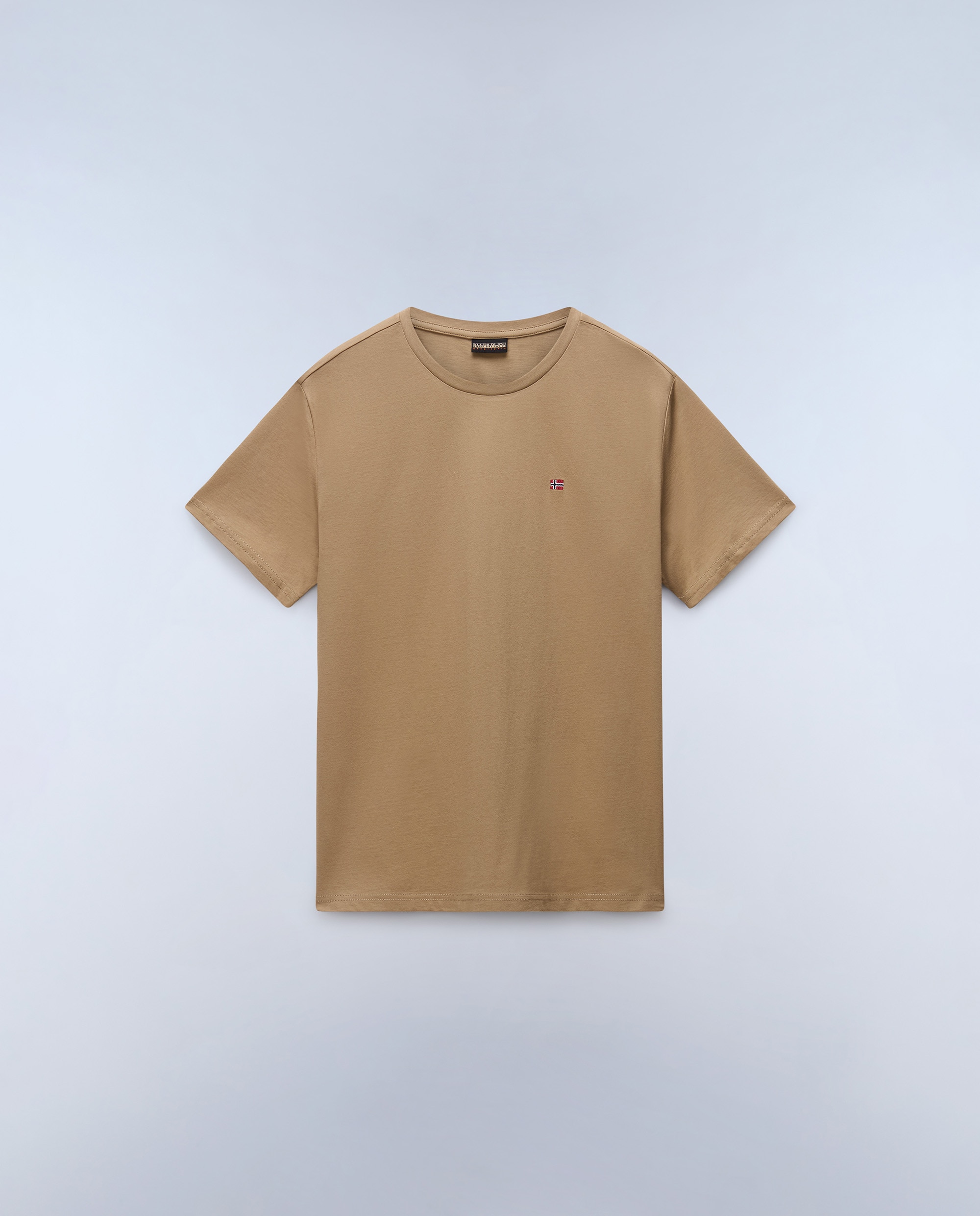 Camiseta de algodón de hombre salis de manga corta - Napapijri - Marrón piedra Marrón piedra-5