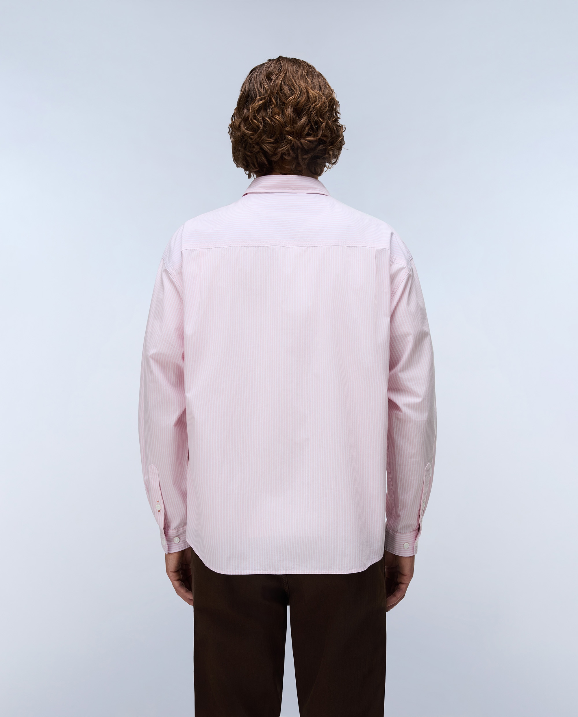 Imagen 3 de Camisa de algodón eos de hombre con corte relaxed de rayas - Napapijri - Blanco / Rosa Blanco / Rosa