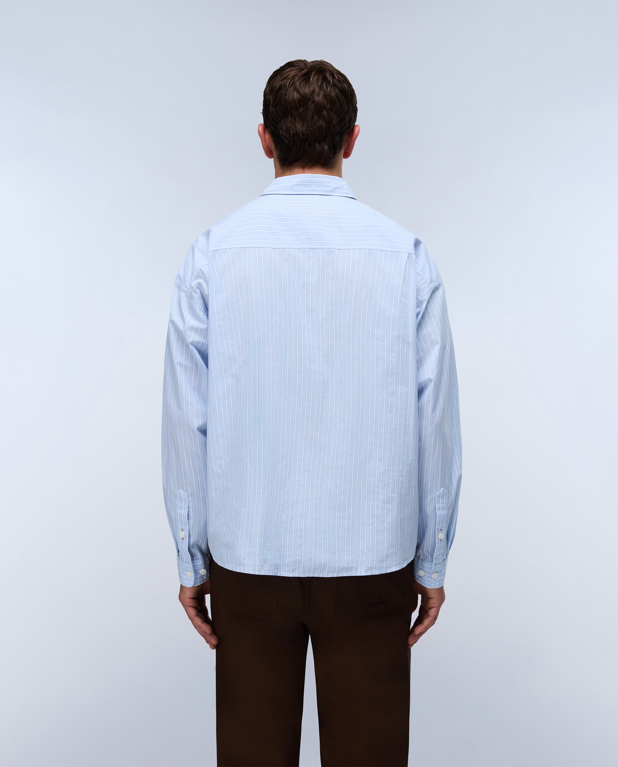 Imagen 3 de Camisa de algodón eos de hombre con corte relaxed de rayas - Napapijri - Azul celeste Azul celeste