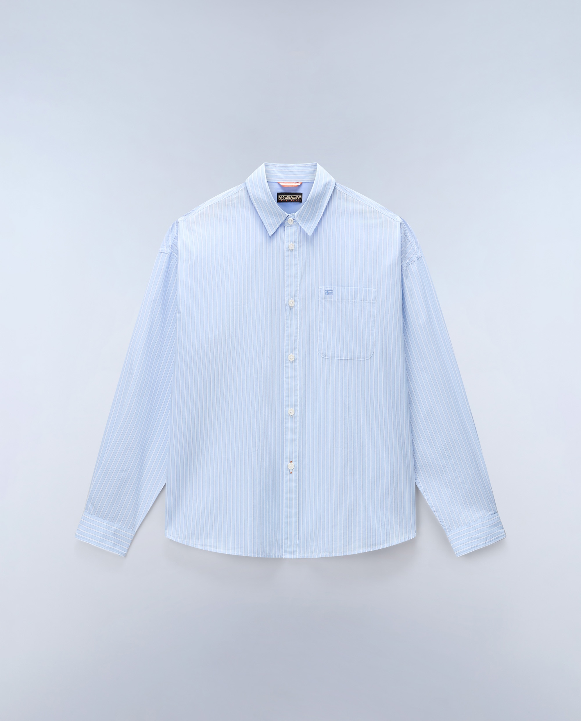 Imagen 5 de Camisa de algodón eos de hombre con corte relaxed de rayas - Napapijri - Azul celeste Azul celeste