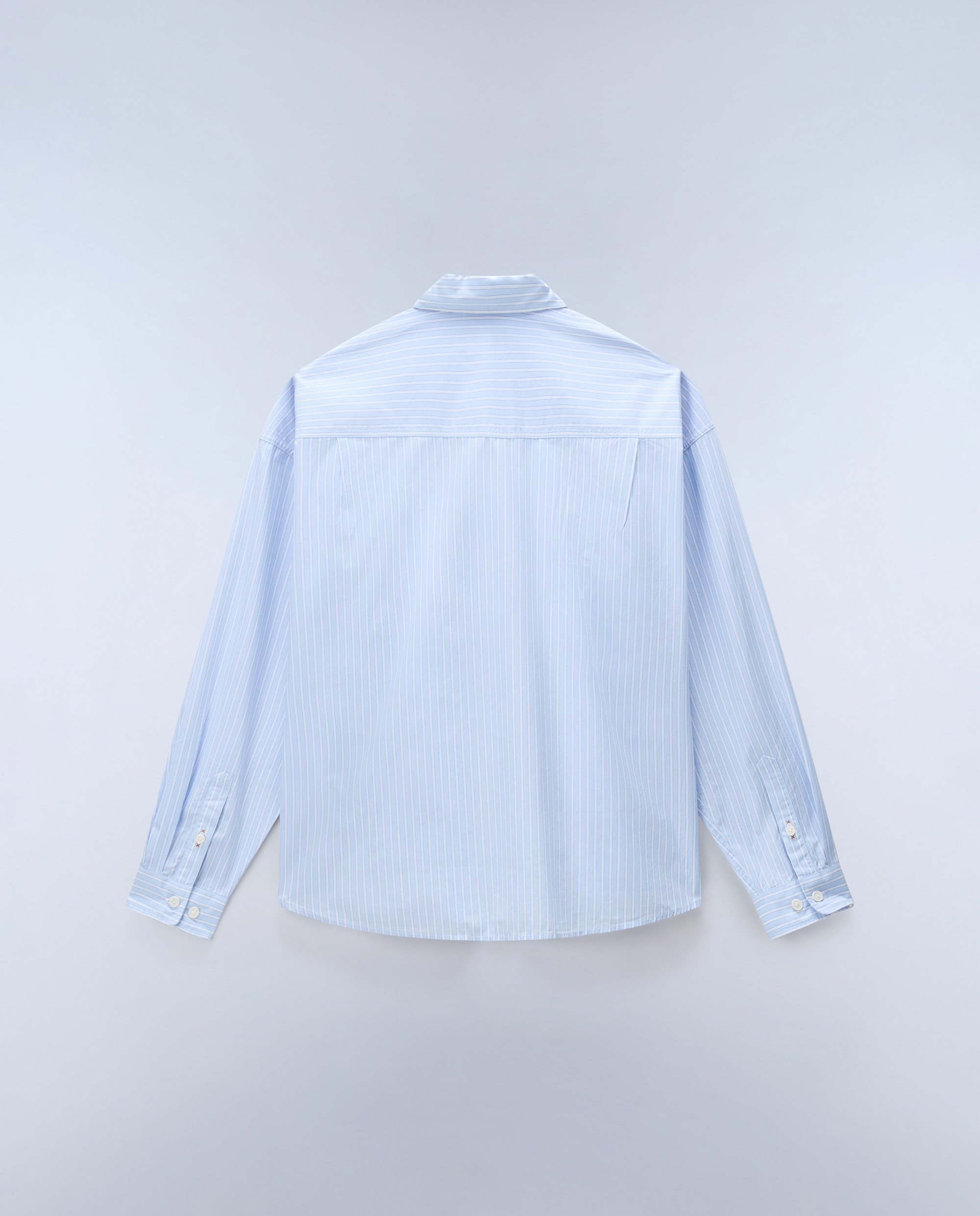 Imagen 4 de Camisa de algodón eos de hombre con corte relaxed de rayas - Napapijri - Azul celeste Azul celeste