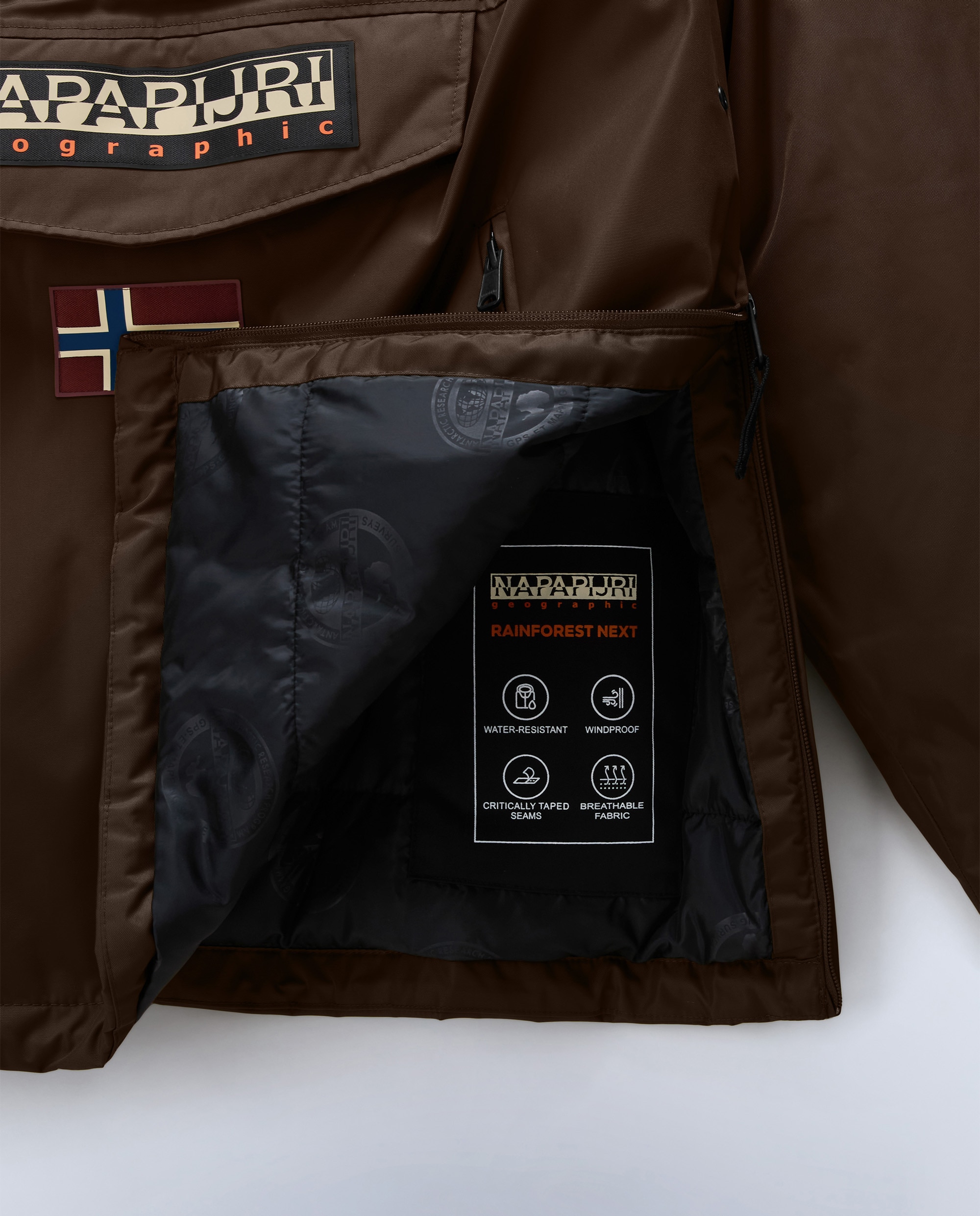 Imagen 6 de Parka de hombre rainforest next con capucha e impermeable - Napapijri - Marrón chocolate Marrón chocolate