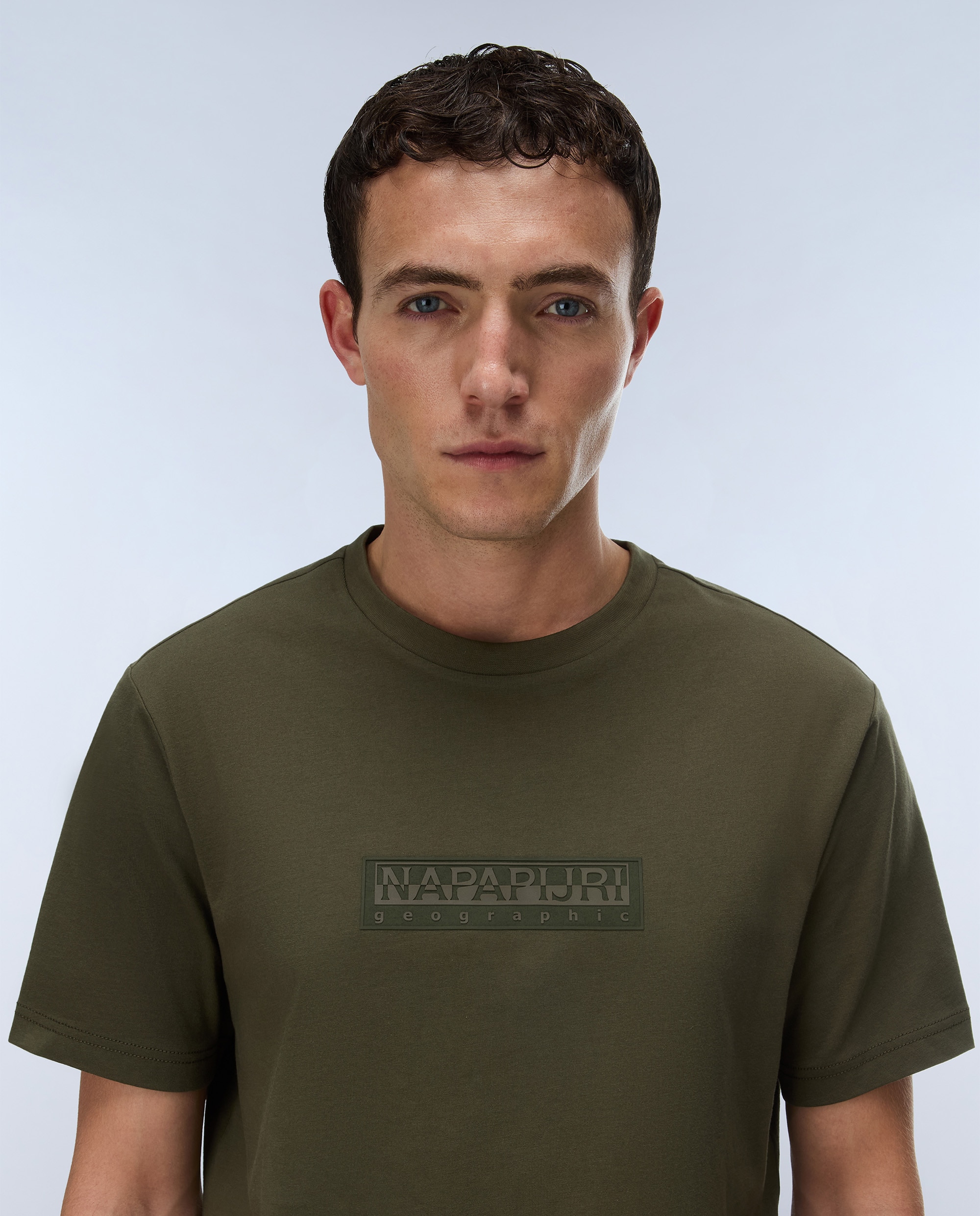 Camiseta de algodón de hombre box logo de manga corta - Napapijri - Verde Oliva Verde Oliva-2