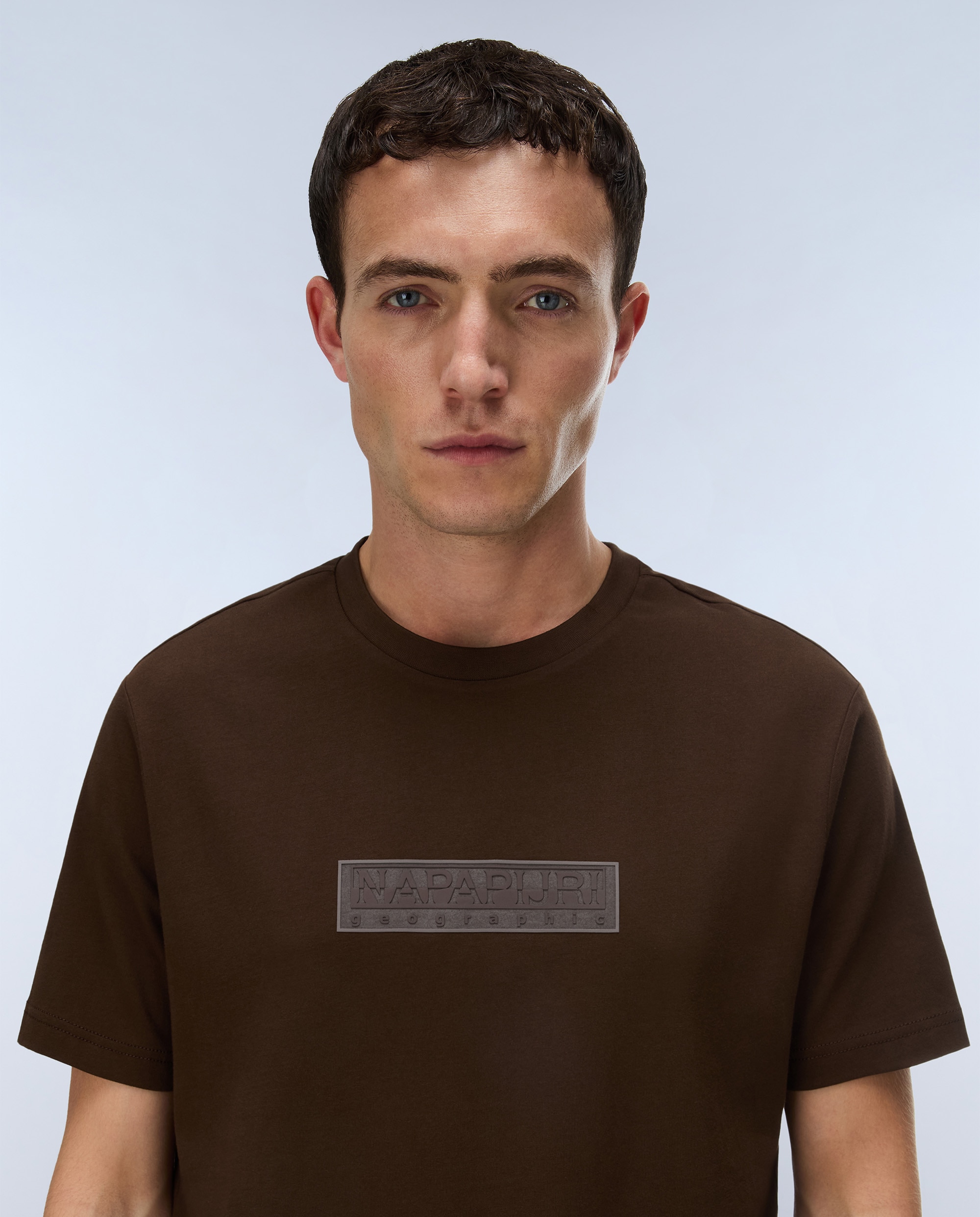 Imagen 2 de Camiseta de algodón de hombre box logo de manga corta - Napapijri - Marrón chocolate Marrón chocolate