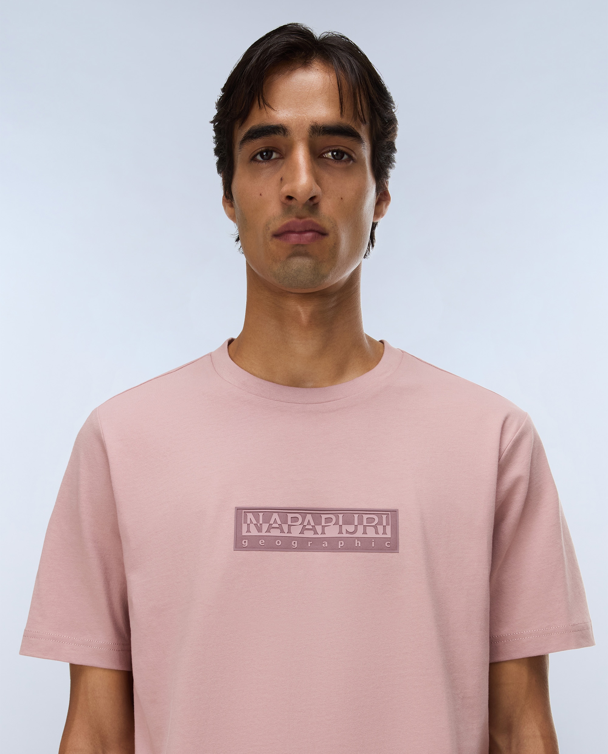Imagen 2 de Camiseta de algodón de hombre box logo de manga corta - Napapijri - Rosa claro Rosa claro