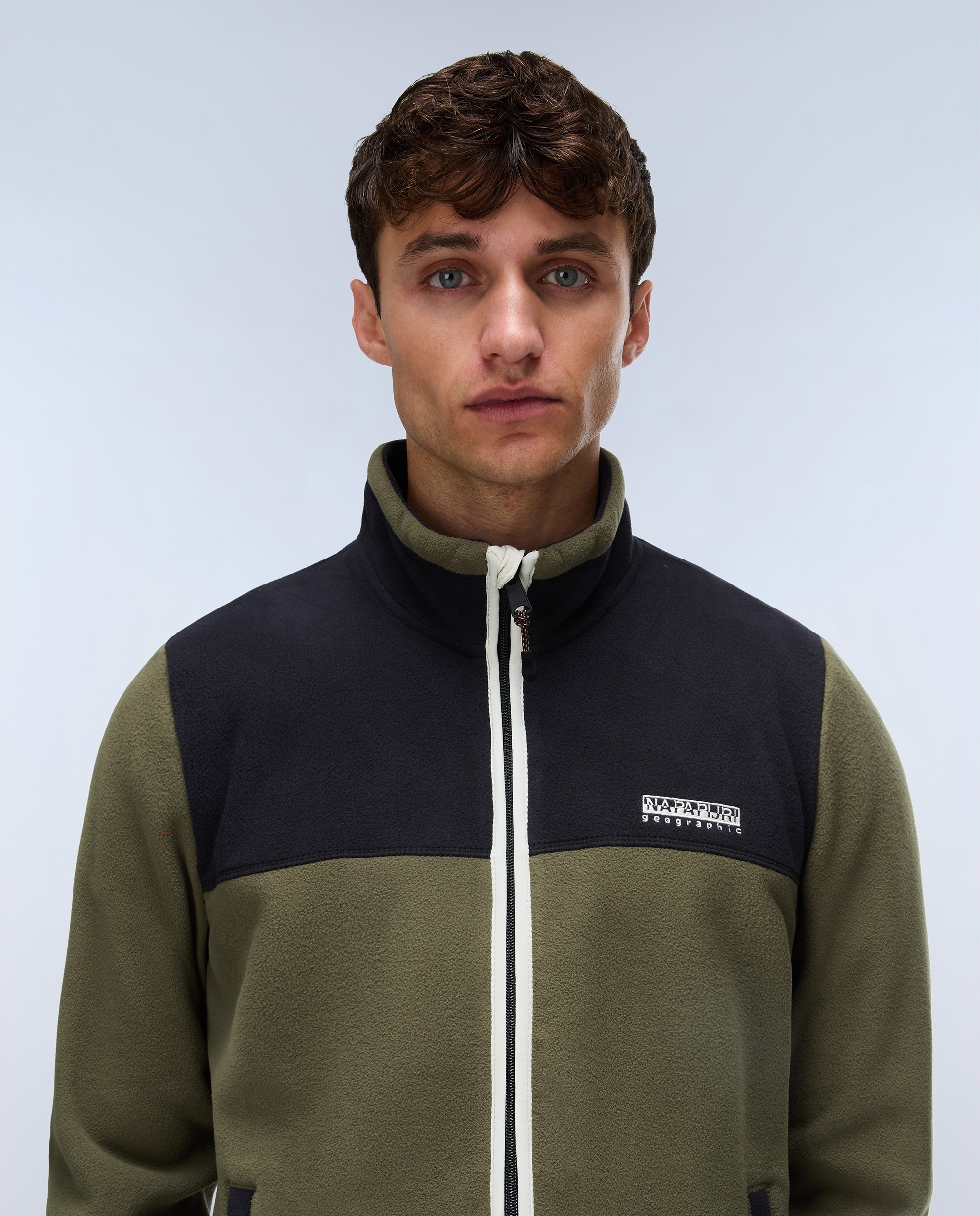 Sudadera de hombre dergana fz de cuello alto y cremallera - Napapijri - Verde Oliva Verde Oliva-2