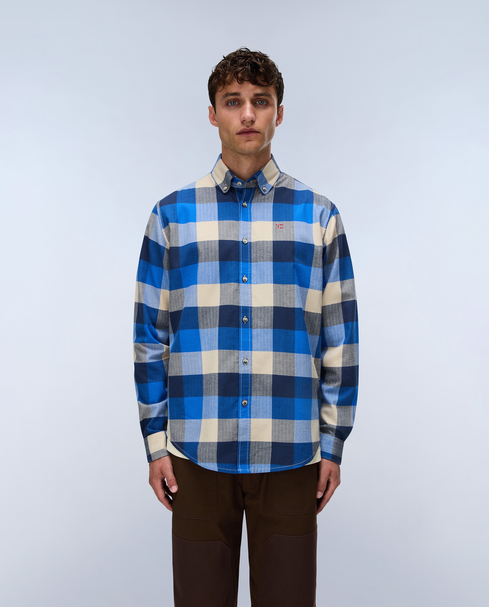 Imagen 1 de Camisa de franela de hombre trekking 3 de corte regular - Napapijri - Azul / Negro Azul / Negro