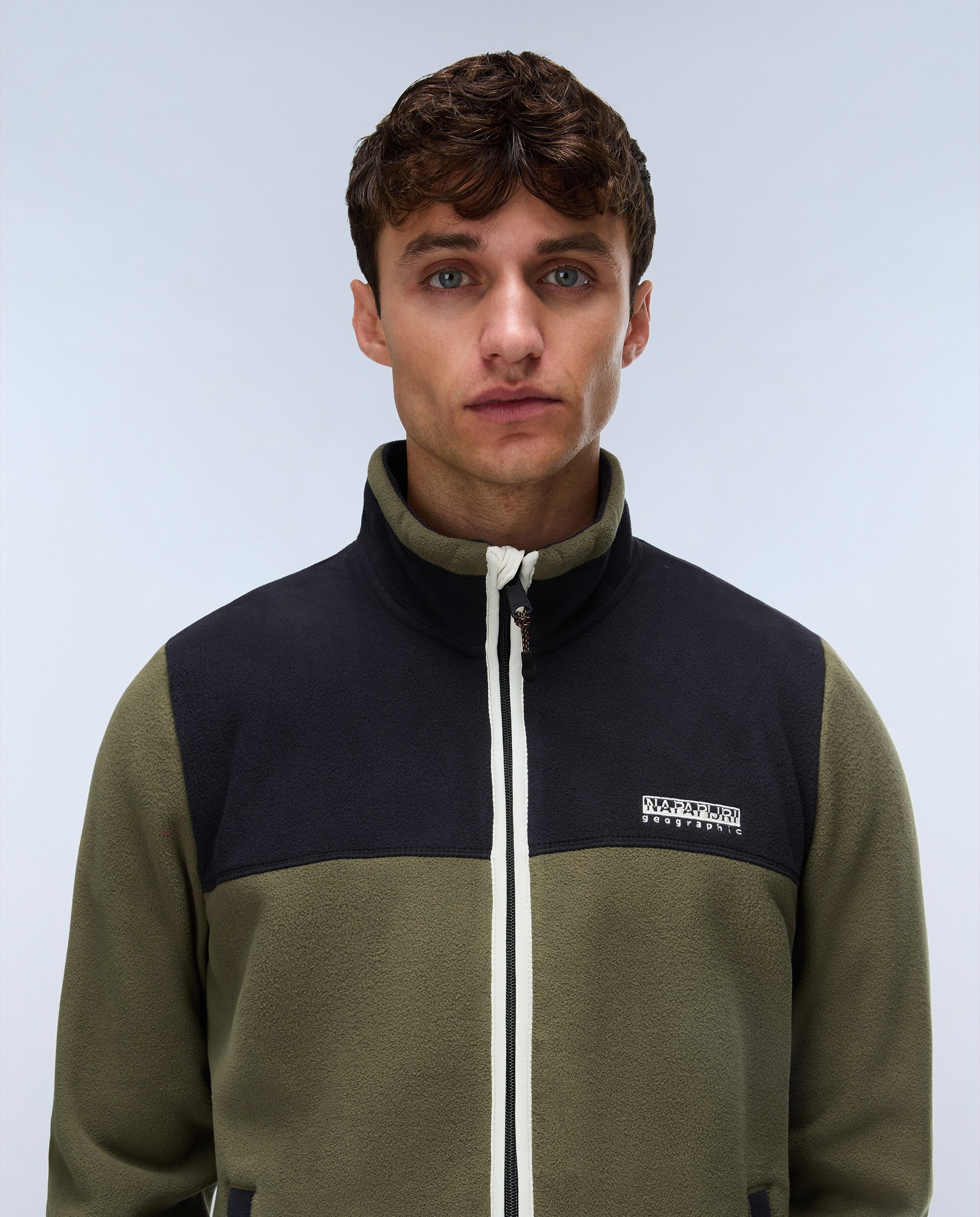 Sudadera de hombre dergana fz de cuello alto y cremallera - Napapijri - Verde Oliva Verde Oliva-2