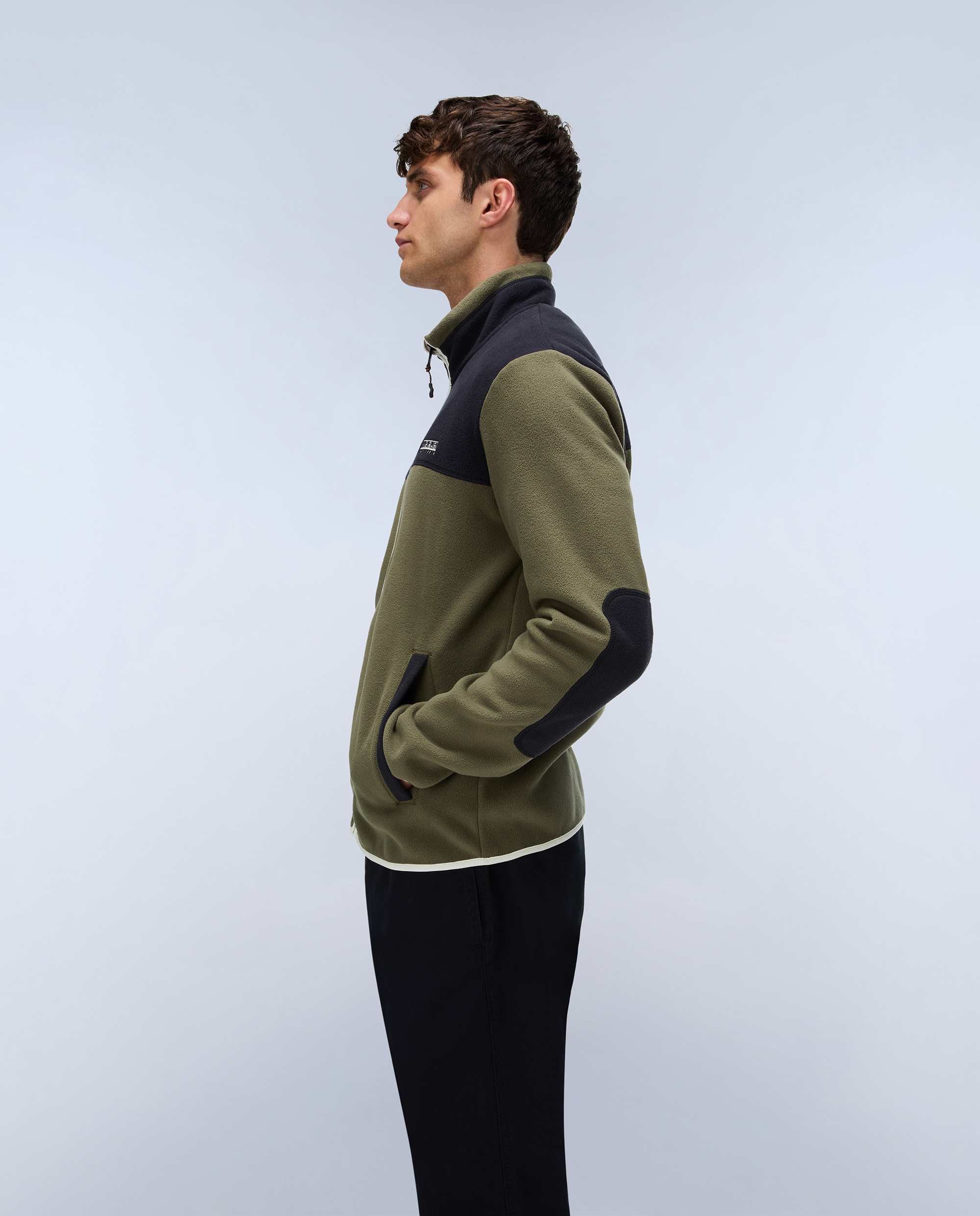 Sudadera de hombre dergana fz de cuello alto y cremallera - Napapijri - Verde Oliva Verde Oliva-3