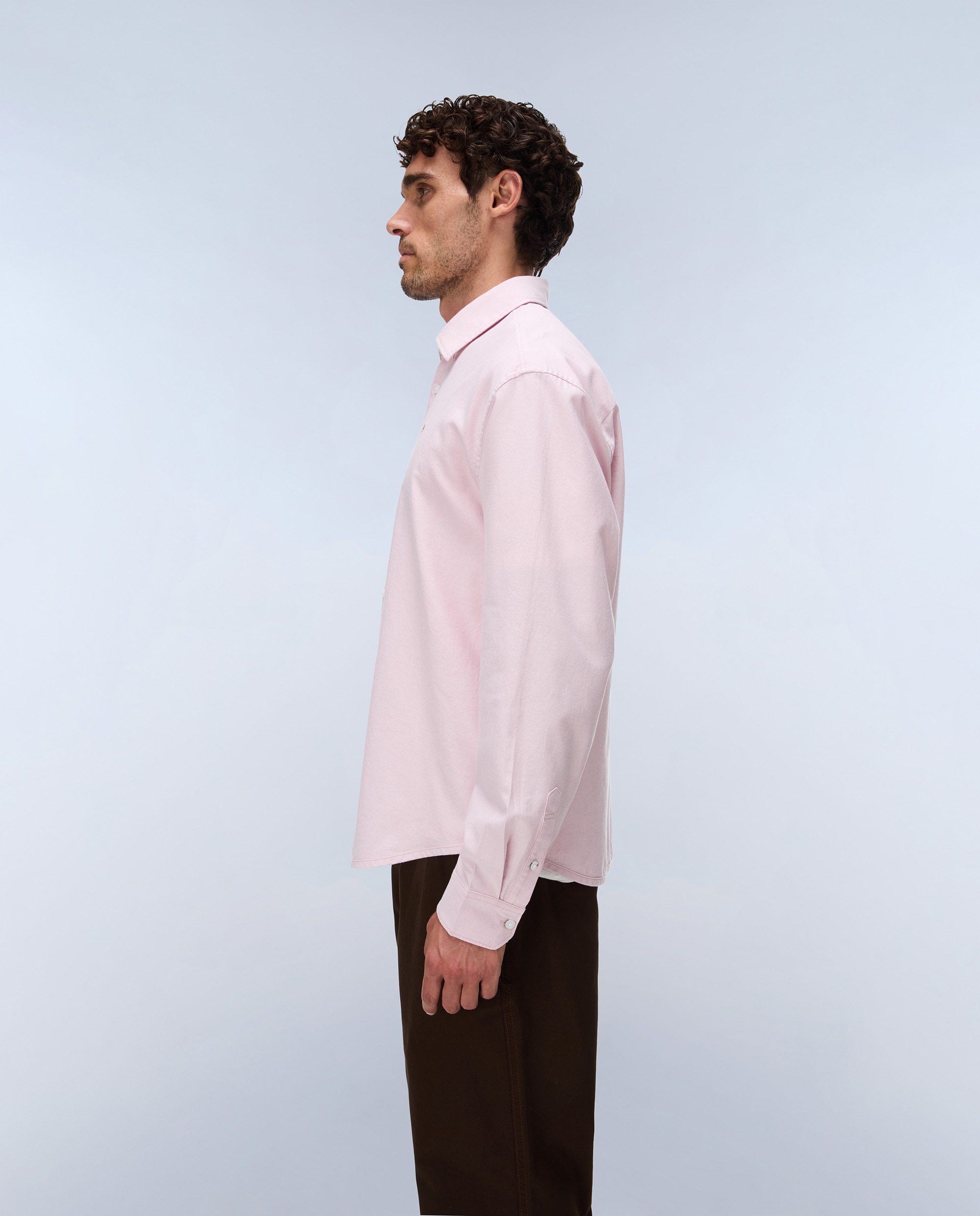 Camisa oxford de algodón de hombre terra de manga larga - Napapijri - Azul celeste Rosa-3