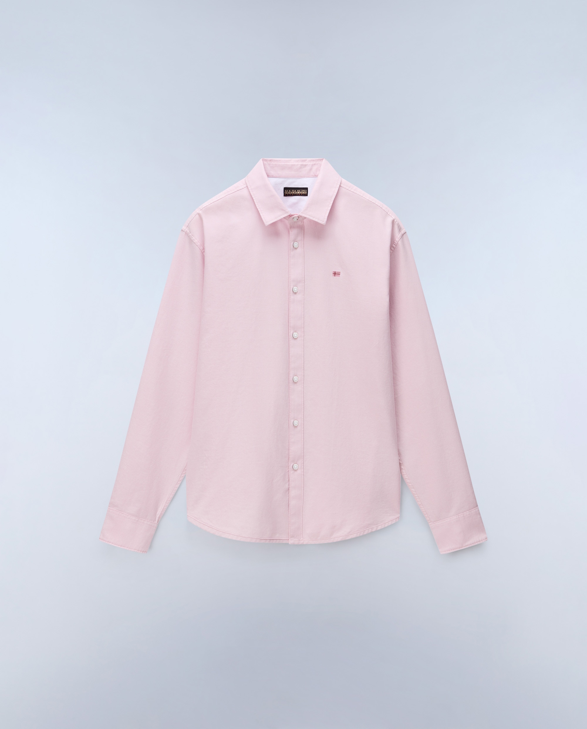 Camisa oxford de algodón de hombre terra de manga larga - Napapijri - Azul celeste Rosa-6